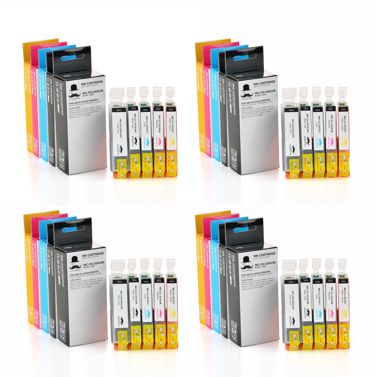 Canon PGI250XL CLI251XL Compatible Ink Cartridge Combo 5 colors - Moustache®