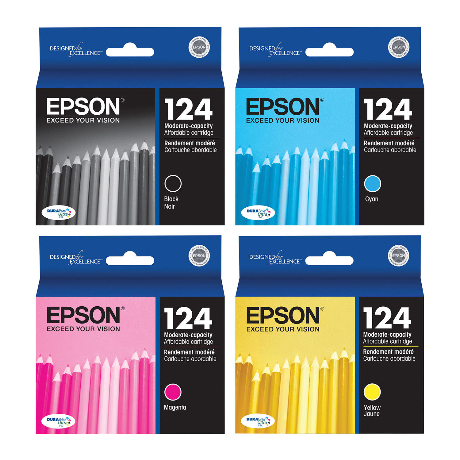 Epson 124 Original Black and Color Ink Cartridge Combo BK/C/M/Y