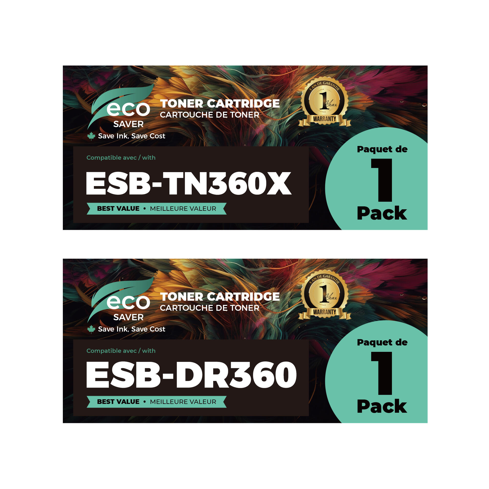 Brother TN360X DR360 Compatible Toner Cartridge and Drum Combo - Economical Box