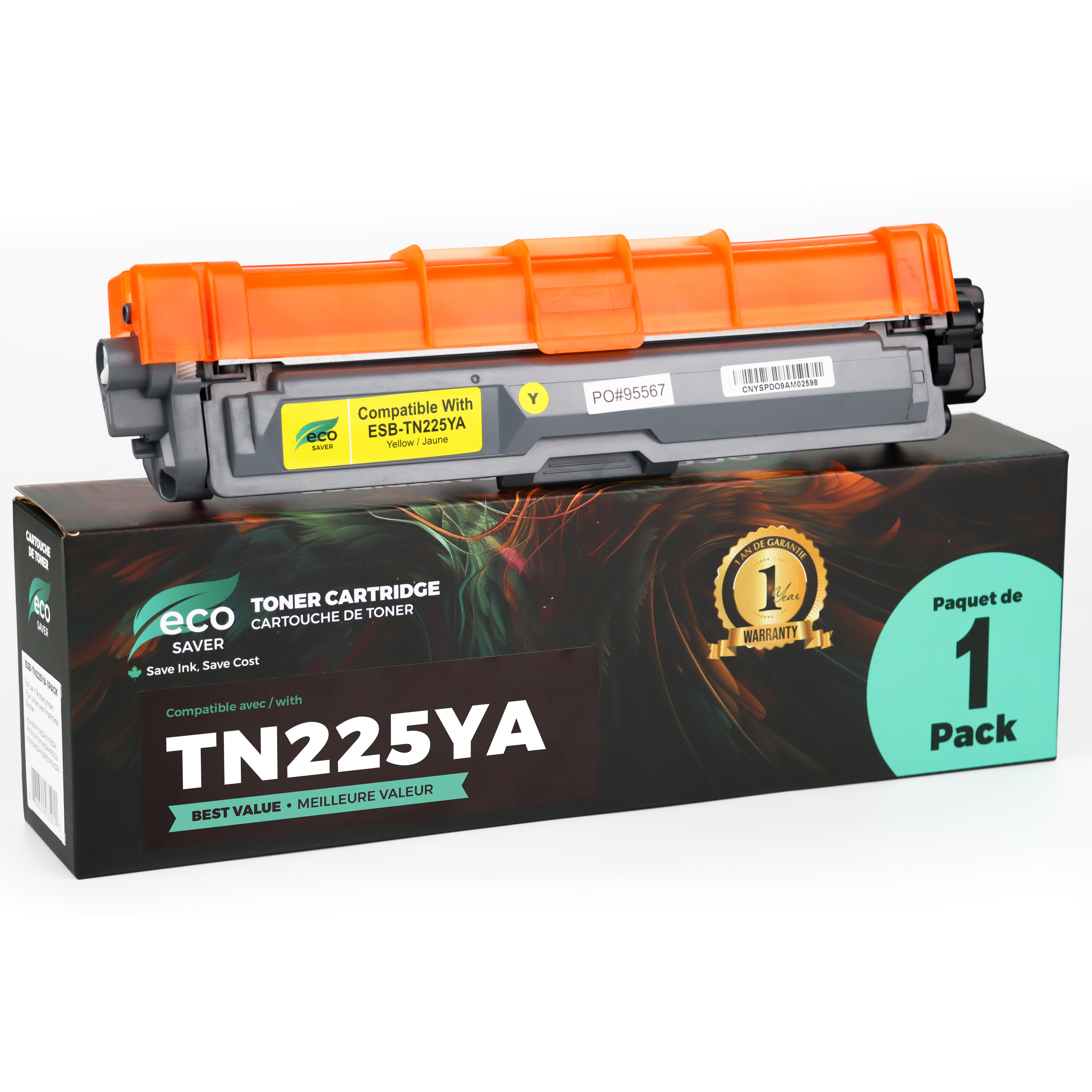 Brother TN-225 Compatible Yellow Toner Cartridge - Eco-saver
