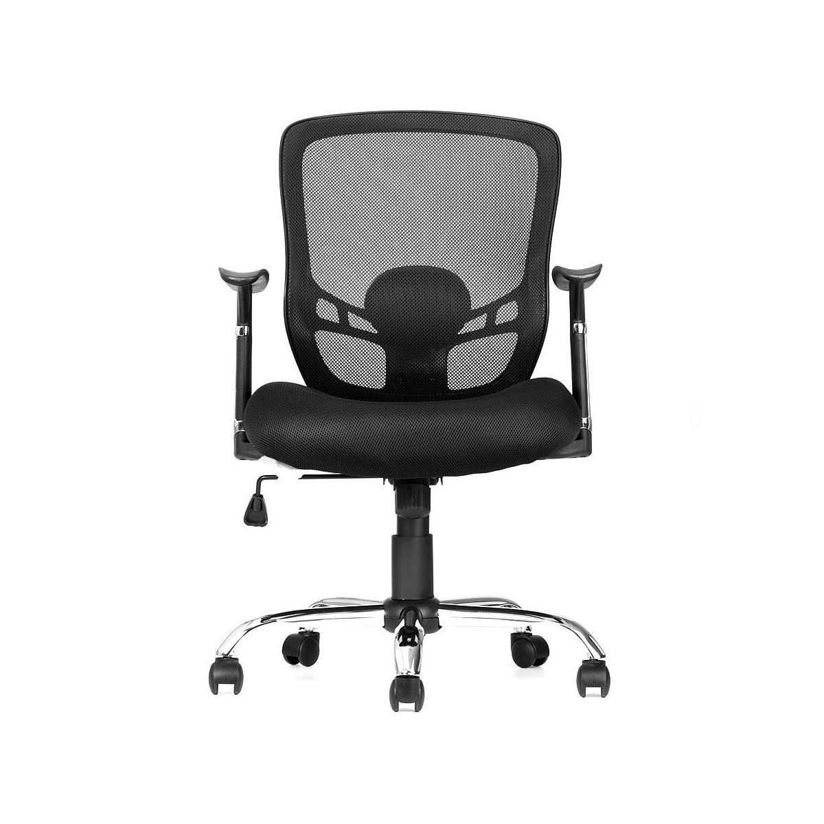 Mesh Office Chair with Fixed Arms, Mid Back , Black Moustache® at