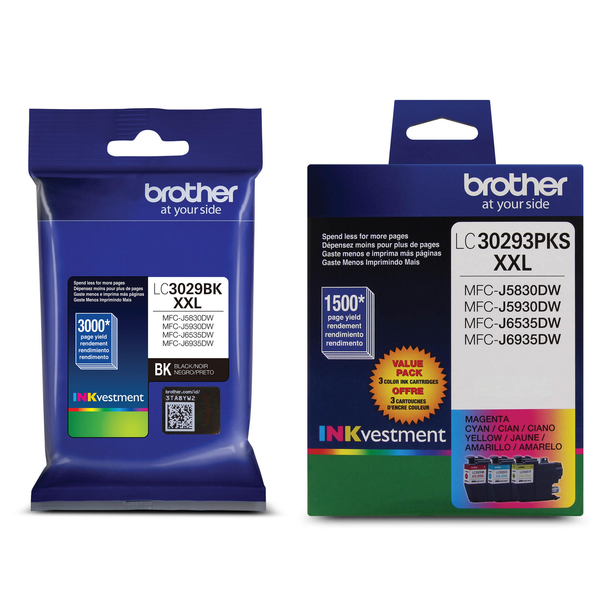Brother LC3029 XXL Original Ink Cartridge Combo Extra High Yield BK/C/M/Y