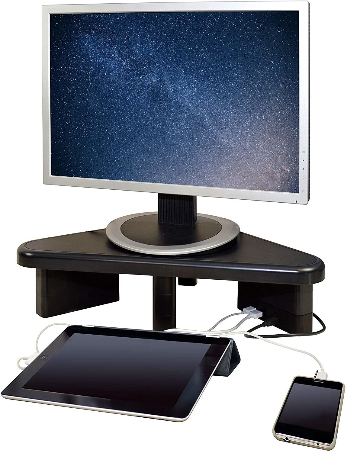 DAC  Stax®MP-214 Height-Adjustable and convenient  Corner Monitor/Laptop Riser with 2-USB Ports