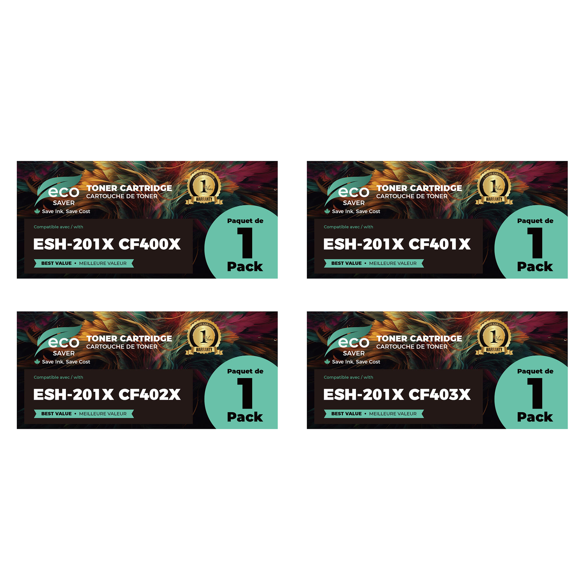 Compatible HP 201X Toner Cartridge High Yield Combo BK/C/M/Y - Eco-saver