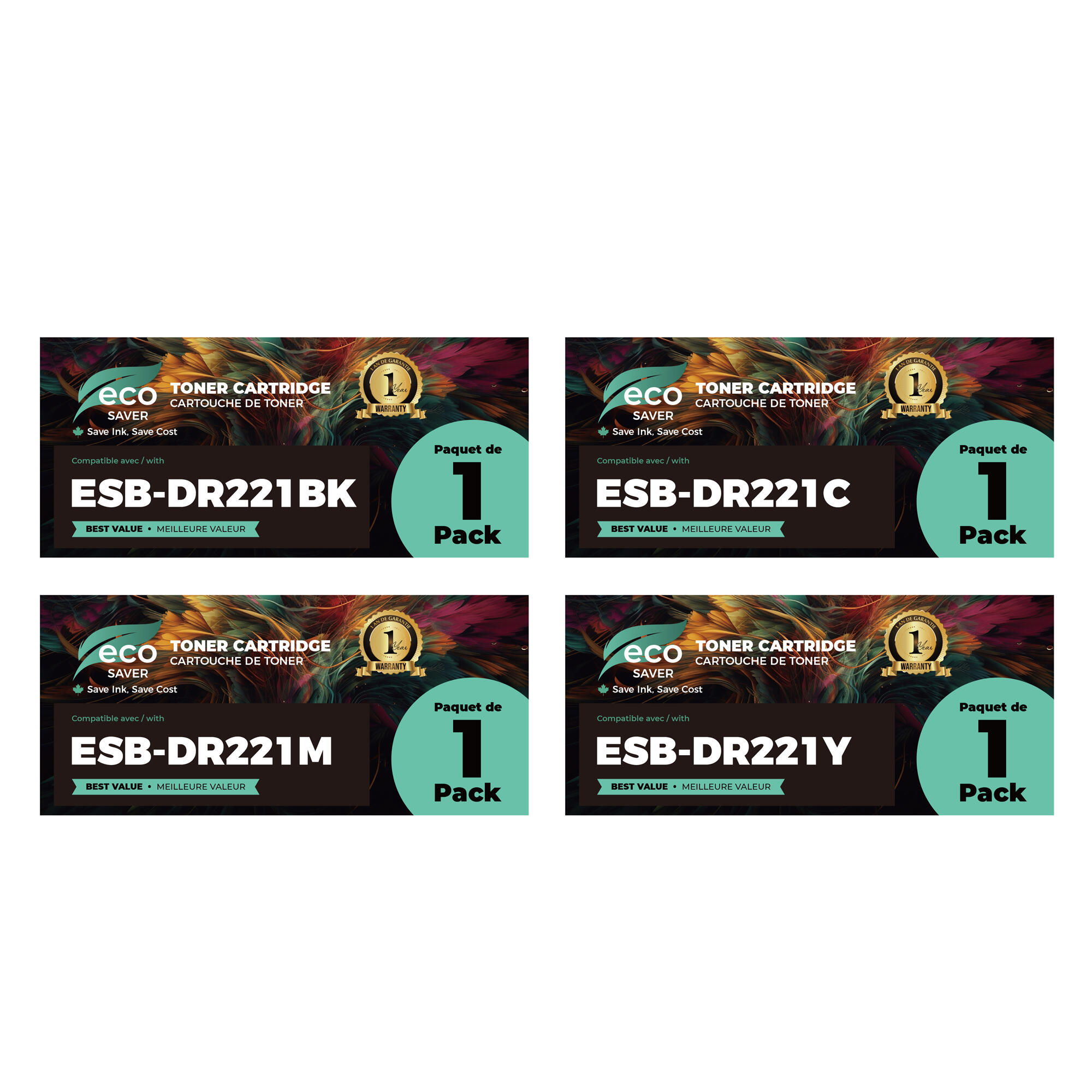Brother DR221CL Compatible Drum Combo BK/C/M/Y - Eco-saver