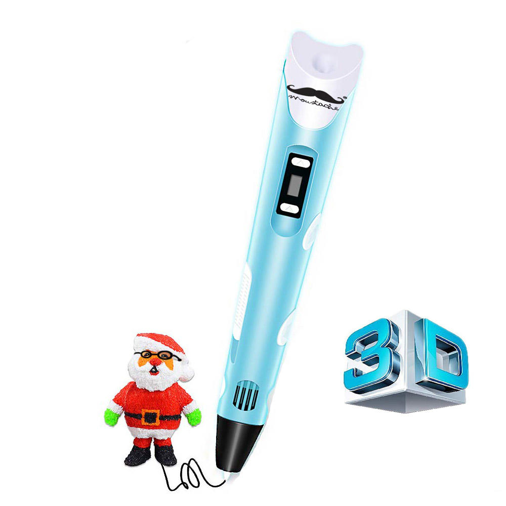 3D Printing Pen with LED Display, Blue - Moustache®