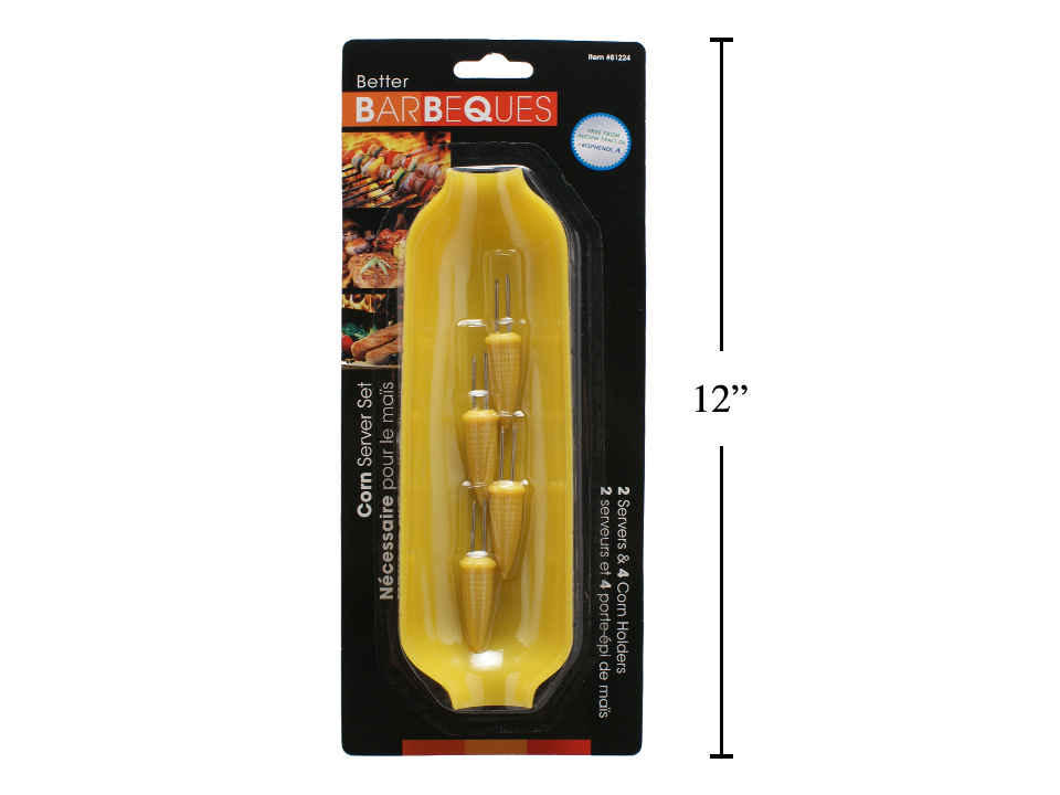 BBQ 6pcs Corn Server Set, b/c , Includes:2 Servers+4 Corn Holders BBQ 6pcs Corn Server Set, b/c , Includes:2 Servers+4 Corn Holders