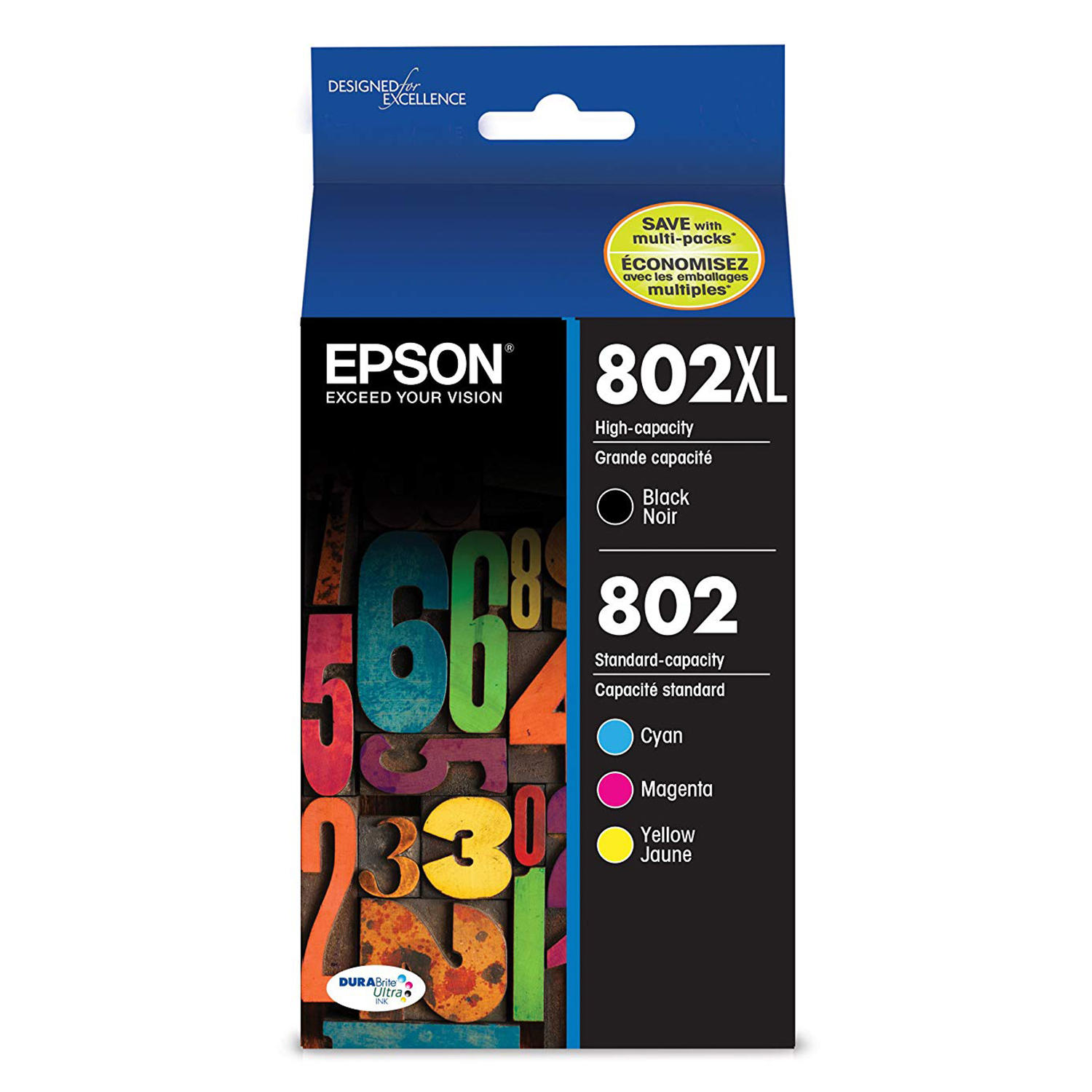 Epson T802XL-BCS Original Ink Cartridge Combo High Yield BK/C/M/Y