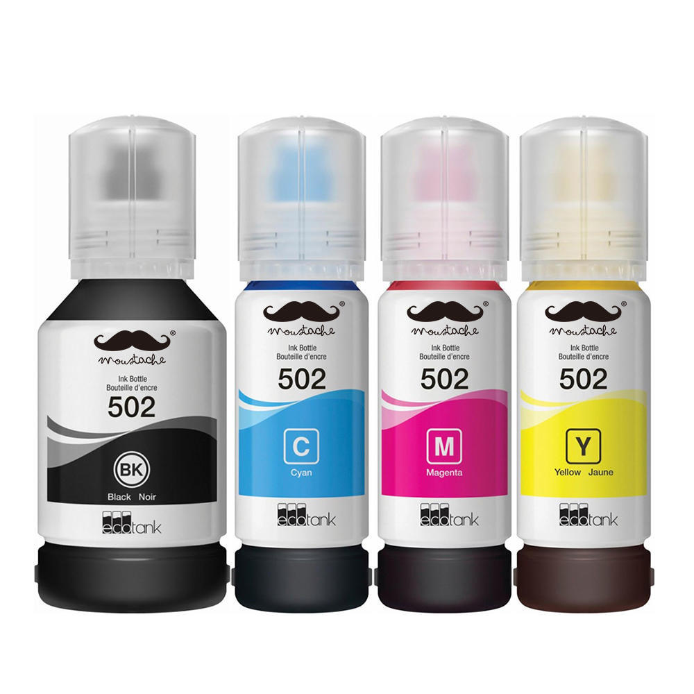 Epson T502 T502120 T502220 T502320 T502420 EcoTank Compatible Ink Bottle Combo BK/C/M/Y - Moustache®