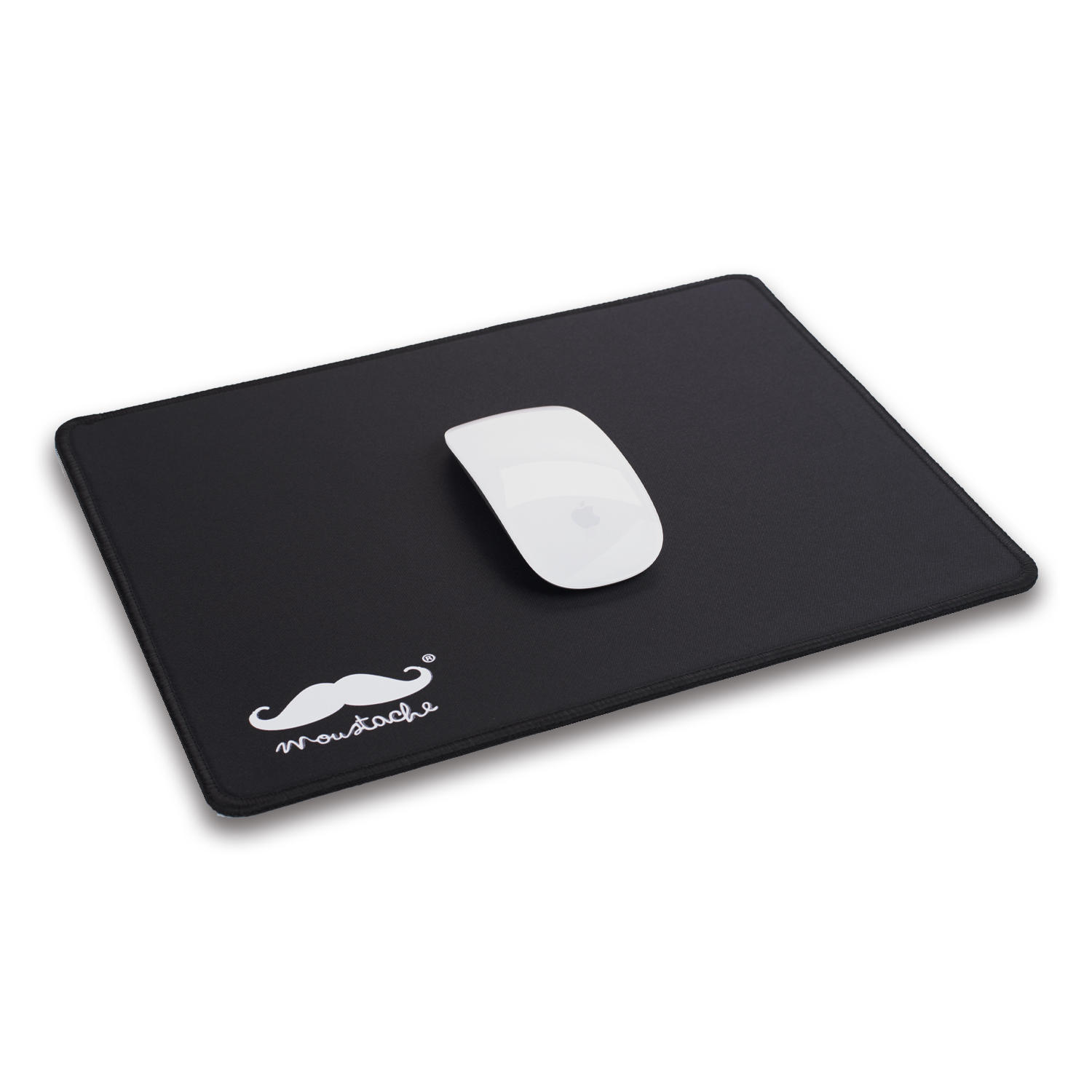Mouse Pad NonSlip AntiFray Cloth Surface, Black Moustache® at