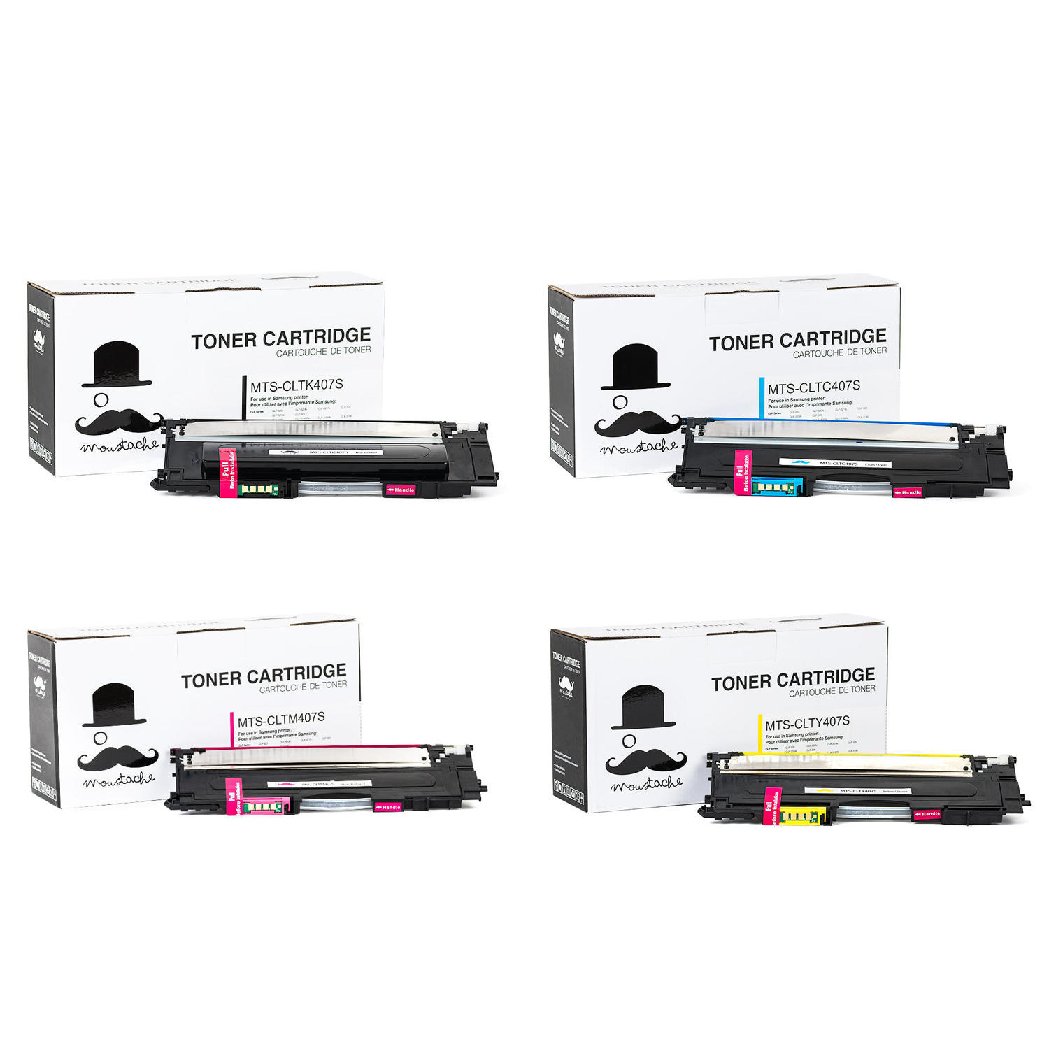 Samsung CLT-407S Compatible Toner Cartridge Combo BK/C/M/Y - Moustache®