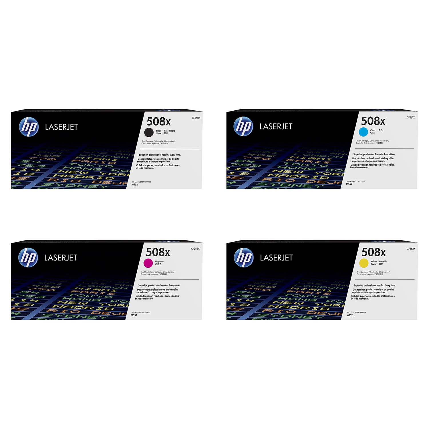 HP 508X CF360X CF361X CF363X CF362X Original Toner Cartridge Combo High Yield BK/C/M/Y