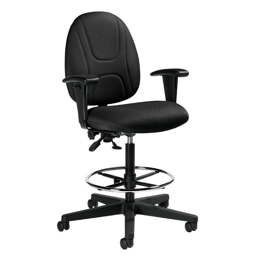 Offices to Go™ Posture Task Drafting Chair, Black - Adjustable Armrest