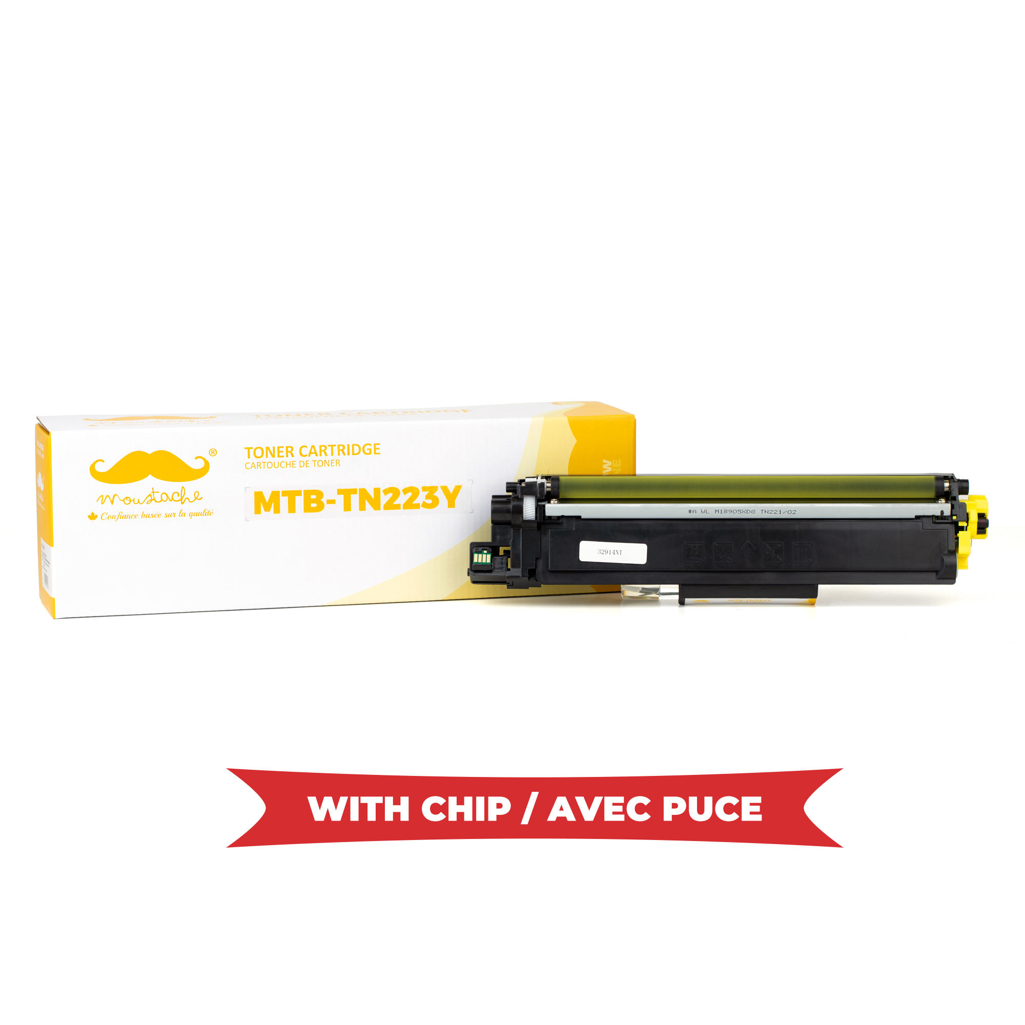 Brother TN223 Compatible Yellow Toner Cartridge - With Chip - Moustache®