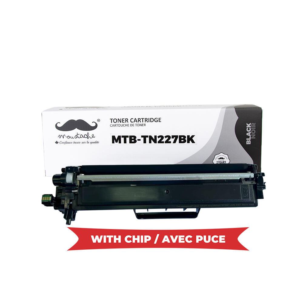 Brother TN227 Compatible Black Toner Cartridge High Yield Version of TN223 With Chip - Moustache®