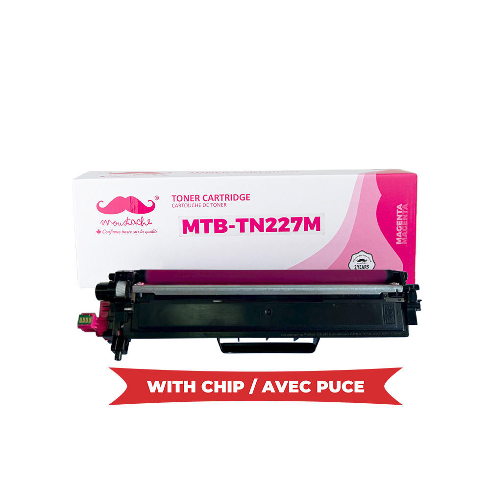 Brother TN227 Compatible Magenta Toner Cartridge High Yield Version of TN223 With Chip - Moustache®