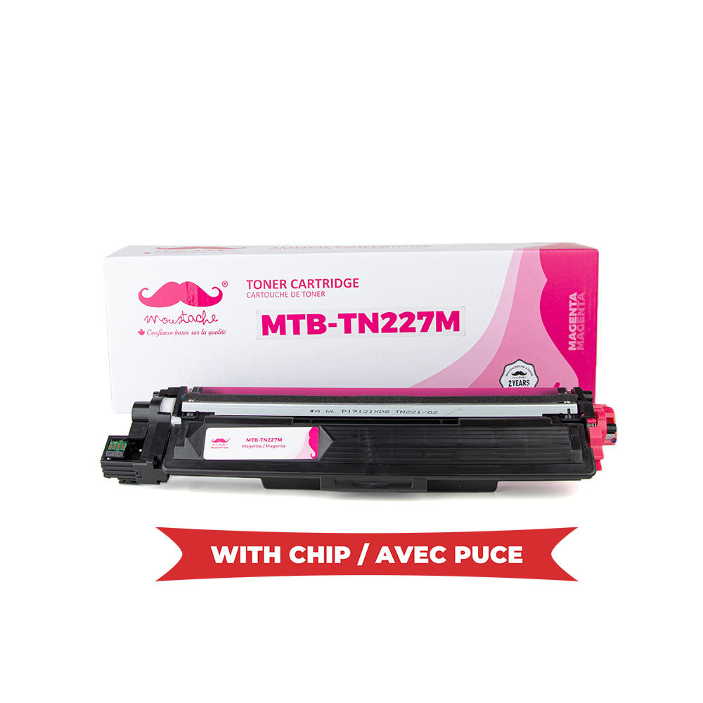 Brother TN227 Compatible Magenta Toner Cartridge High Yield Version of TN223 With Chip - Moustache®