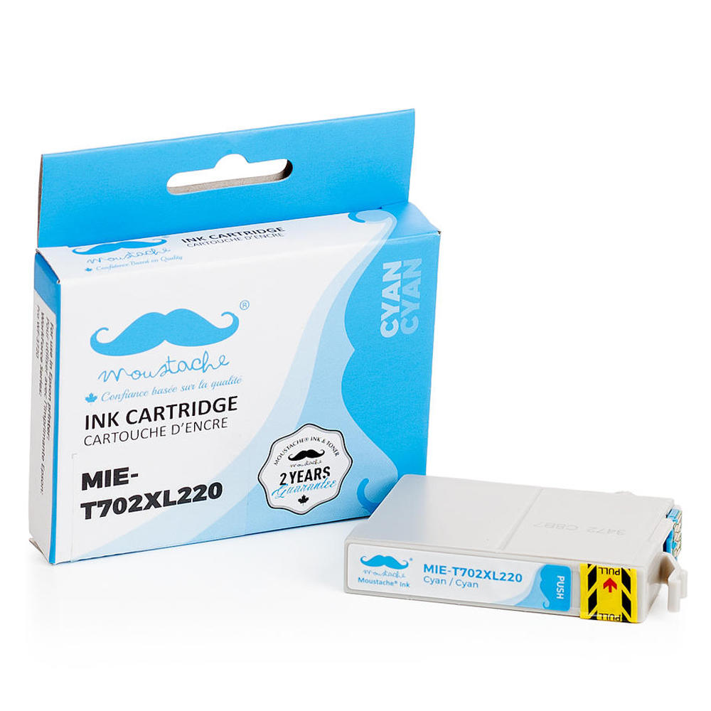 Epson 702 T702XL220-S Remanufactured Cyan Ink Cartridge High Yield - Moustache®