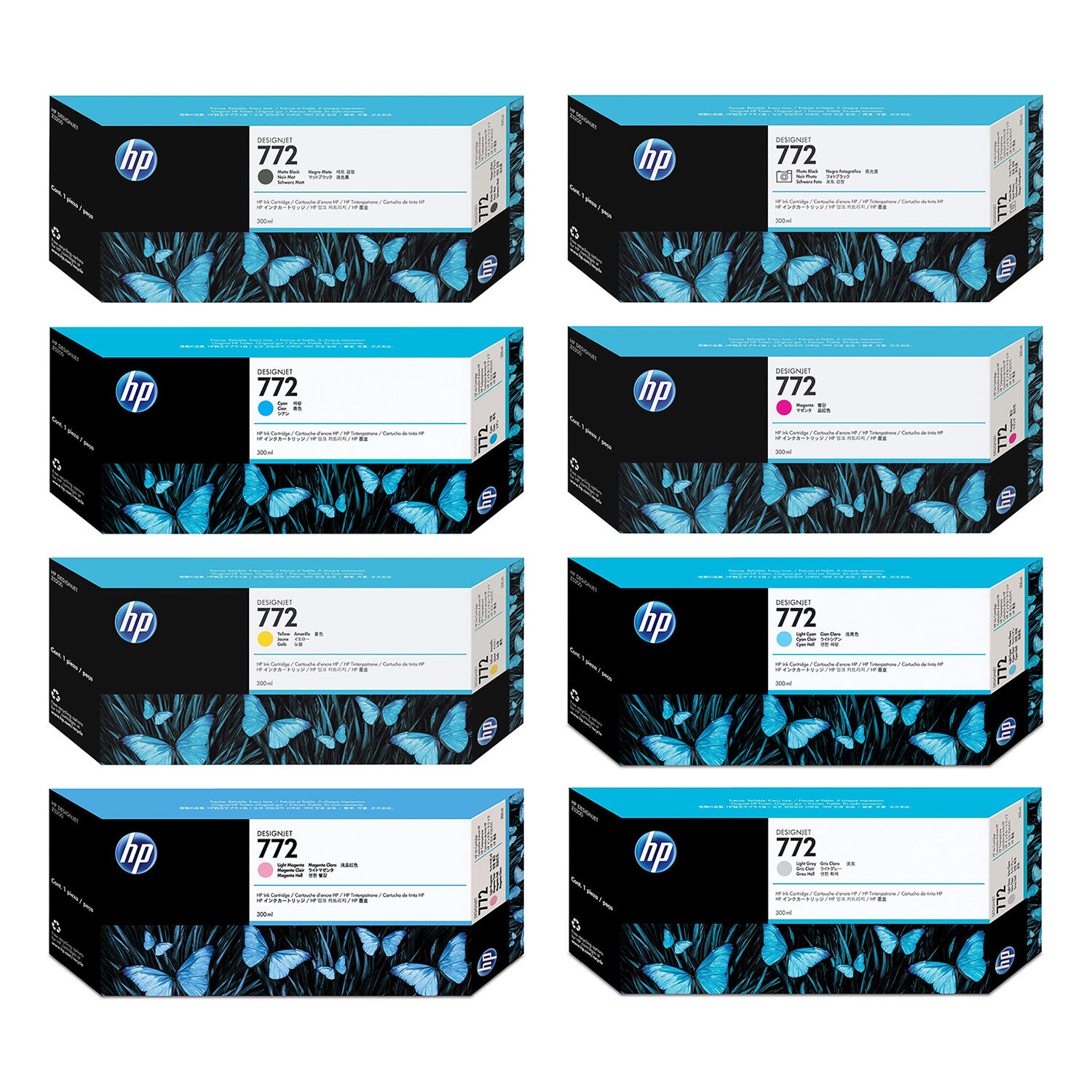 HP 772 Original Ink Cartridge Combo Extra High Yield PBK/MBK/C/M/Y/LC/LM/LGY