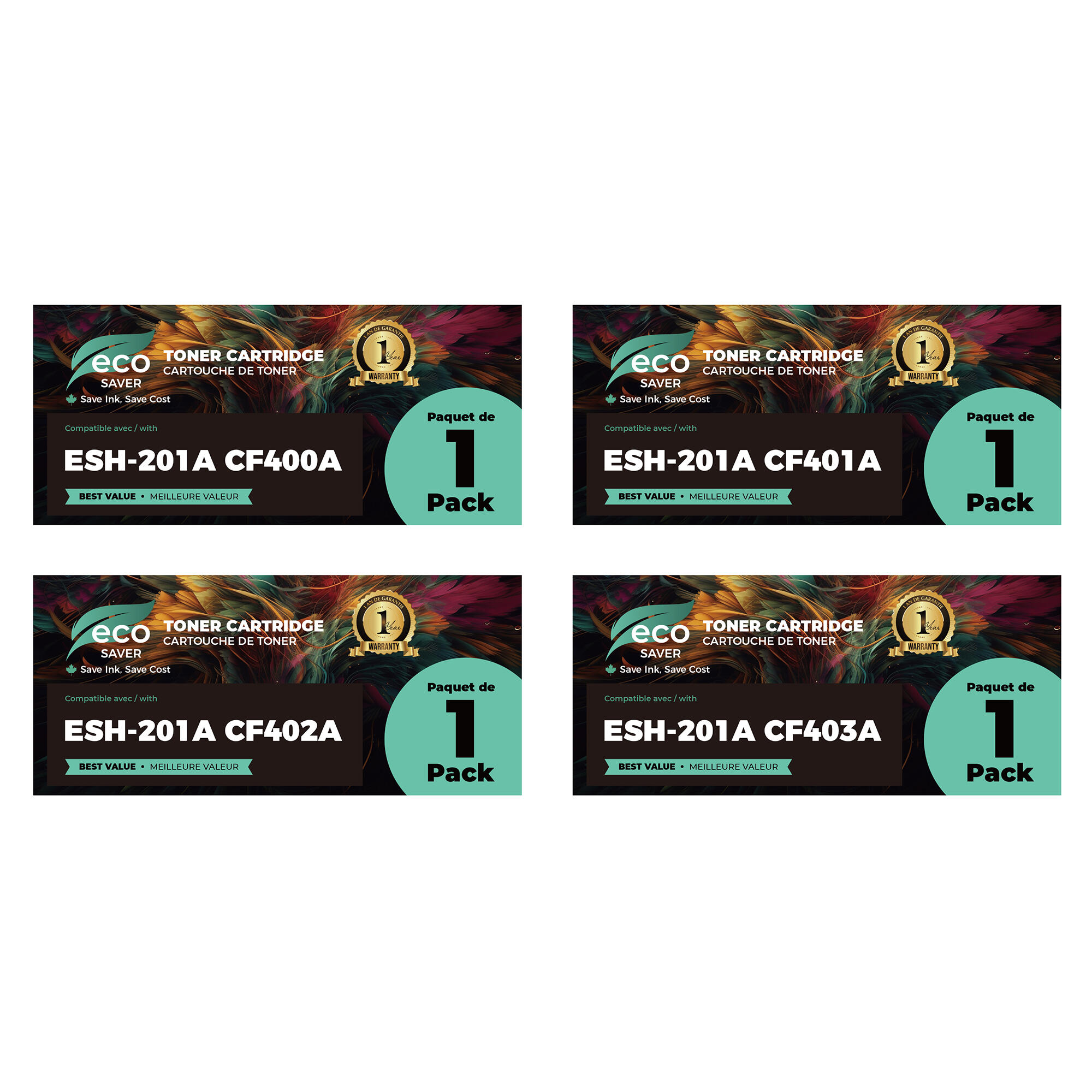 Compatible HP 201A Toner Cartridge Combo BK/C/M/Y - Economical Box