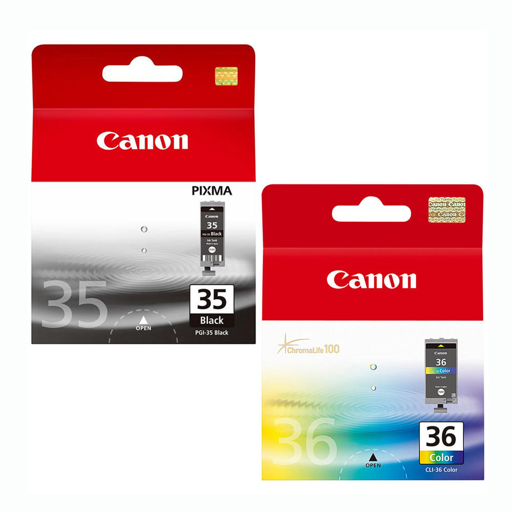 Canon PGI-35 Black & CLI-36 Color Ink Cartridge Twin Pack - OEM Value Bundle For Pixma IP100 Printers