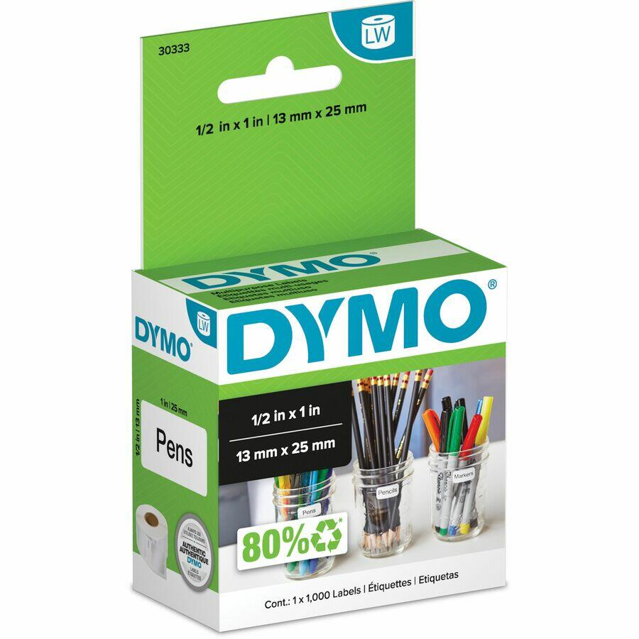 DYMO 30333 Original Multi-Purpose Labels (2-up), 13mm(0.5"), Black on White, Length of 25mm