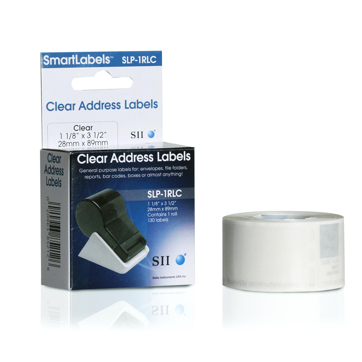 Seiko SmartLabels SLP-1RLC Original Clear Address Labels, 1-1/8″ x 3-1/2″, 130/Pack