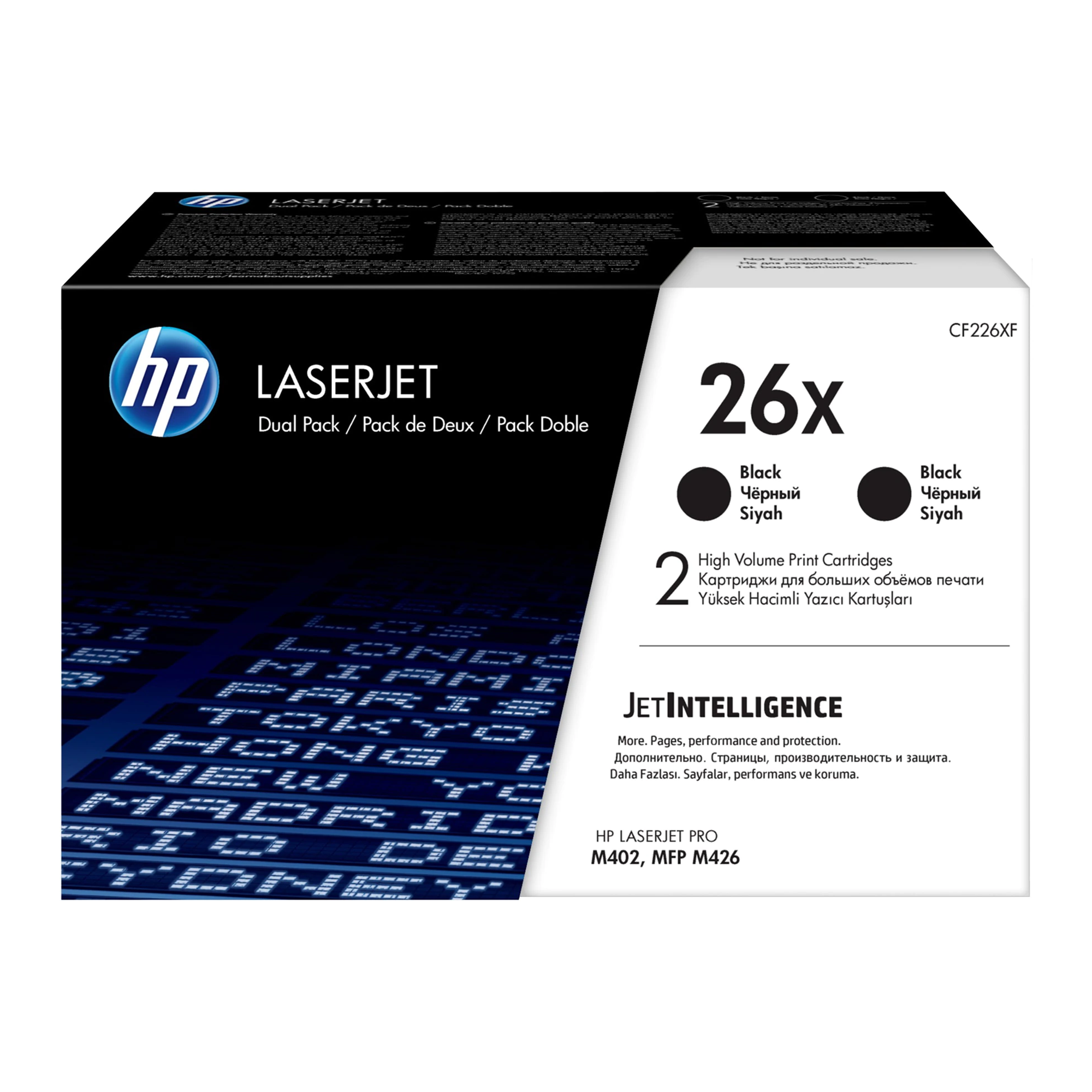 HP 26X CF226XD Original Black Toner Cartridge High Yield, 2/Pack