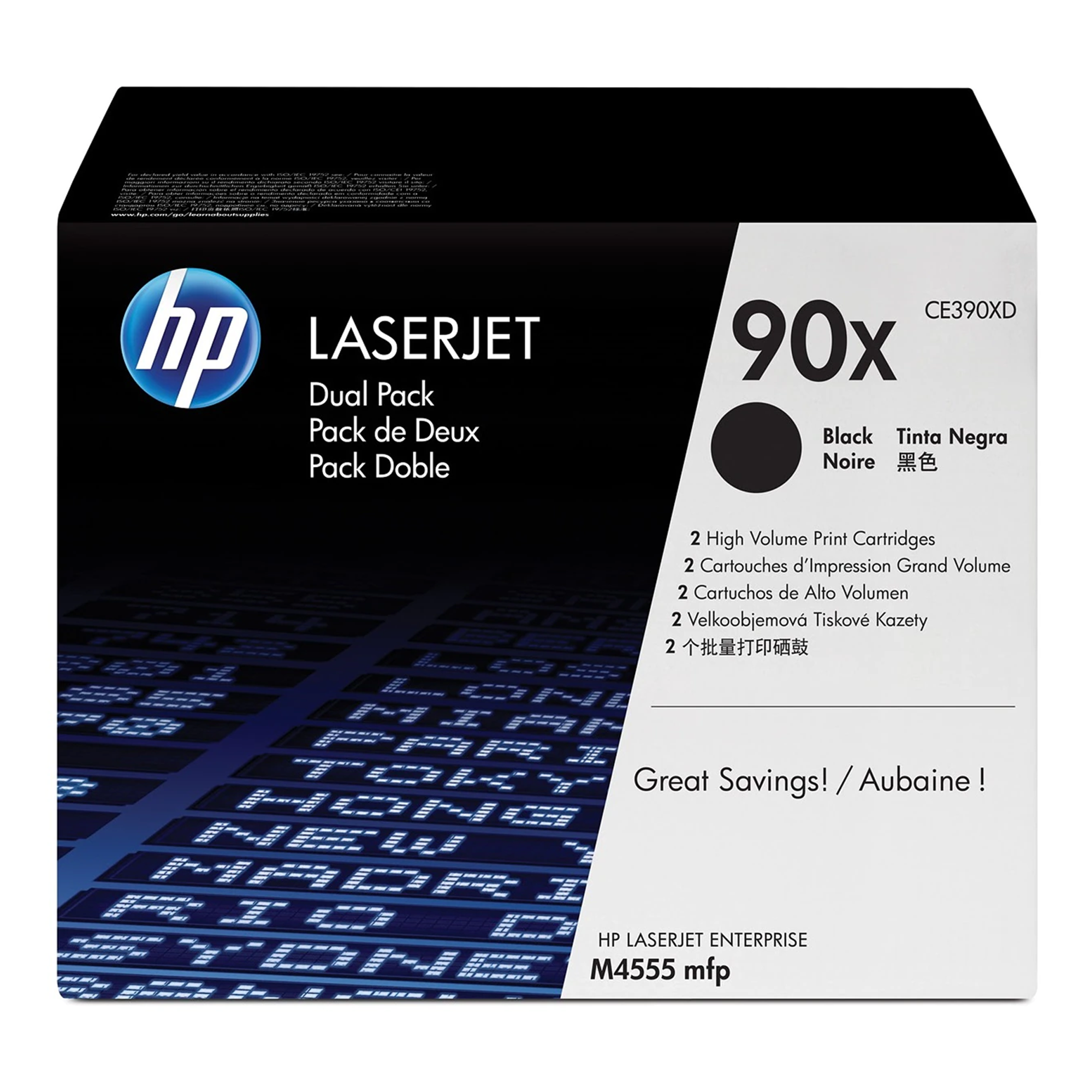 HP 90X CE390XD Original Black Toner Cartridge High Yield, 2/Pack