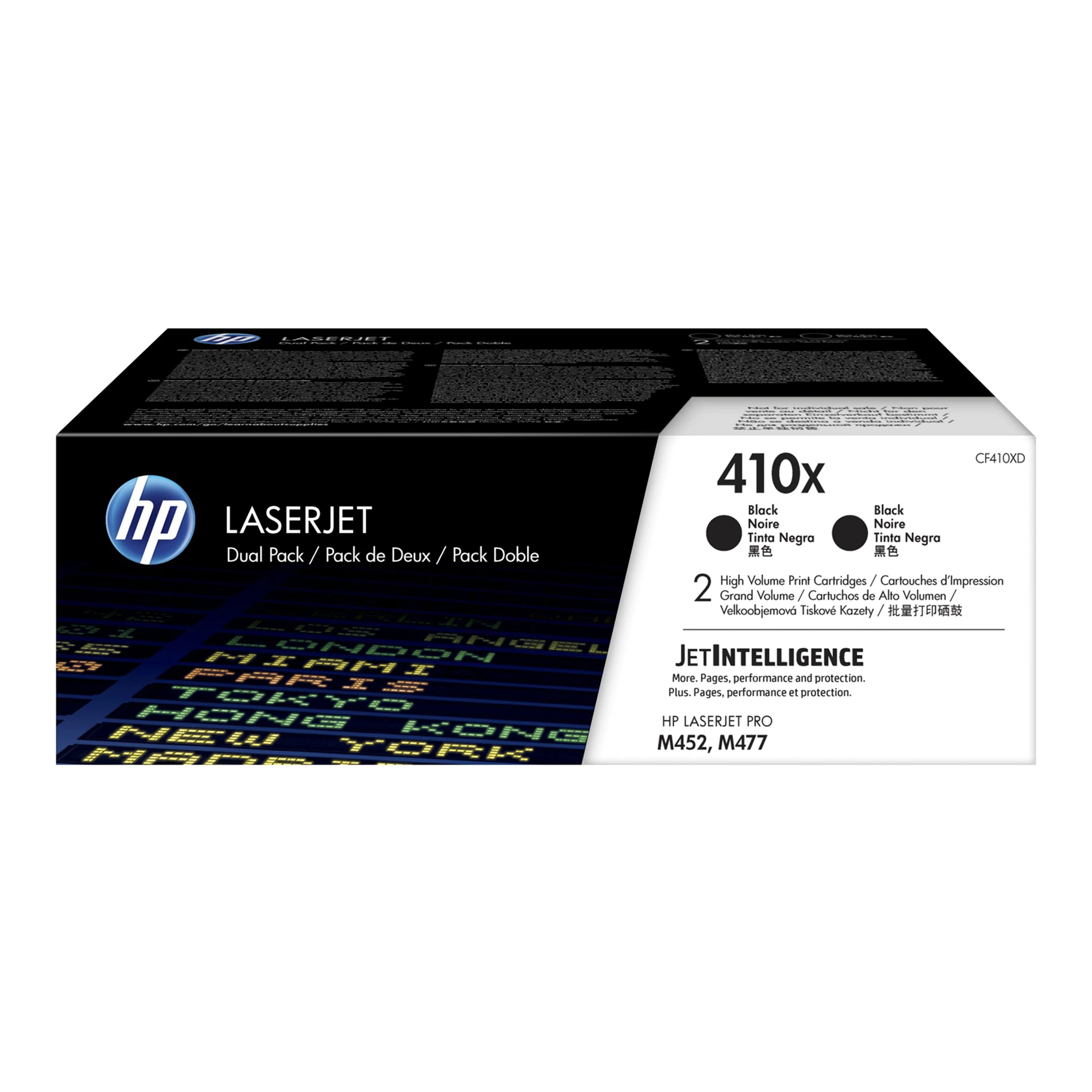 HP 410X CF410XD Original Black Toner Cartridge High Yield, 2/Pack