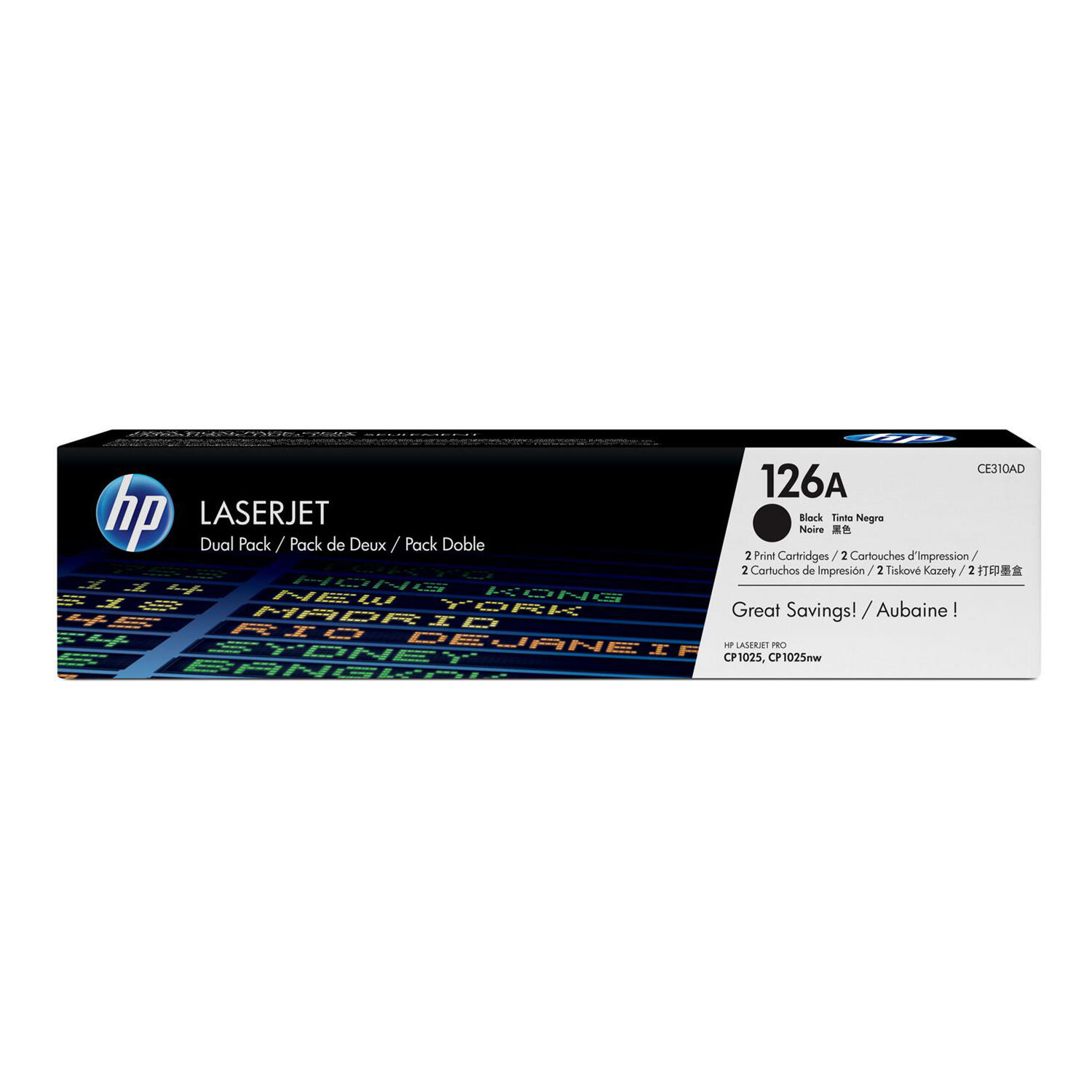HP 126A CE310AD Original Black Toner Cartridge, 2/Pack