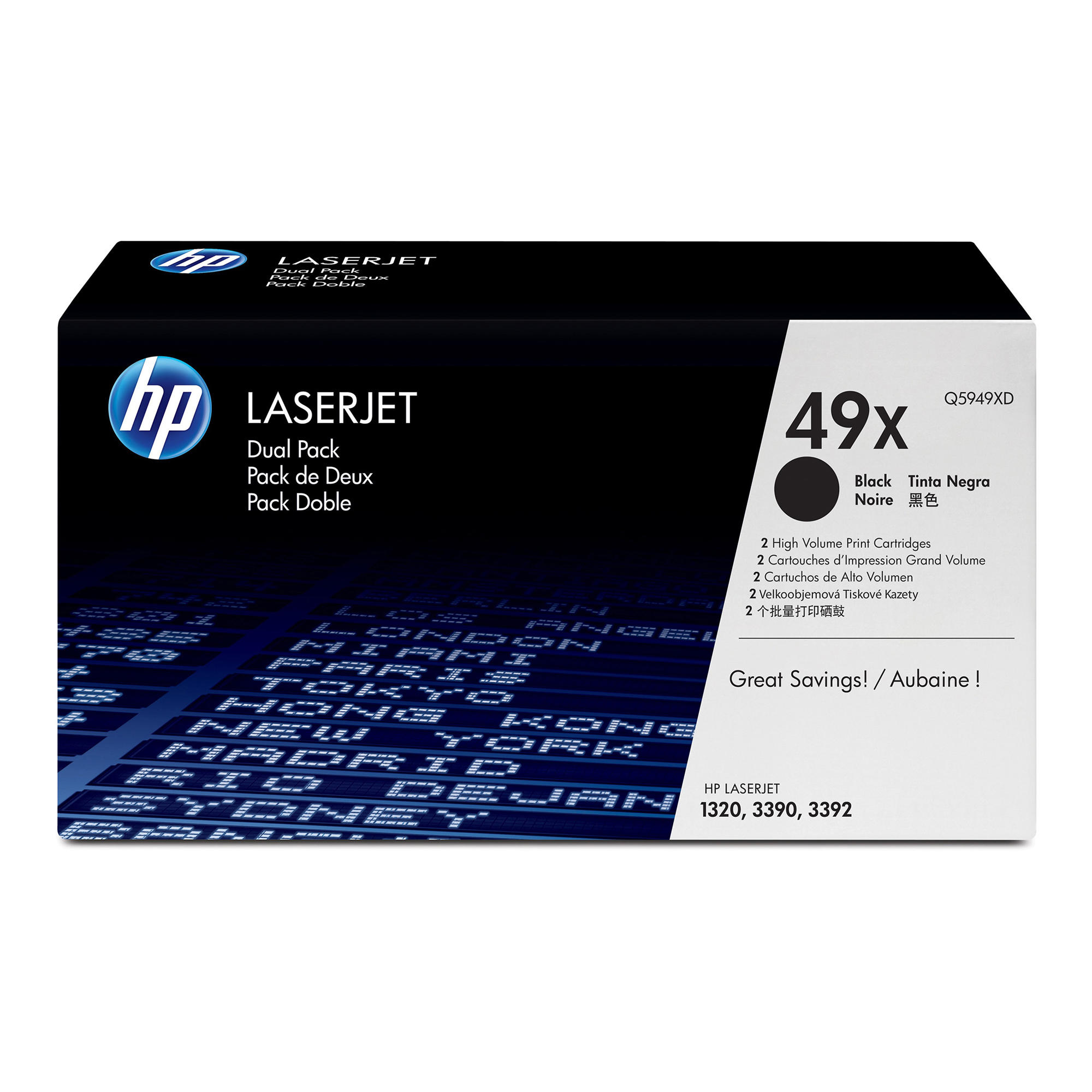 HP 49X Q5949XD Original Black Toner Cartridge High Yield, 2/Pack