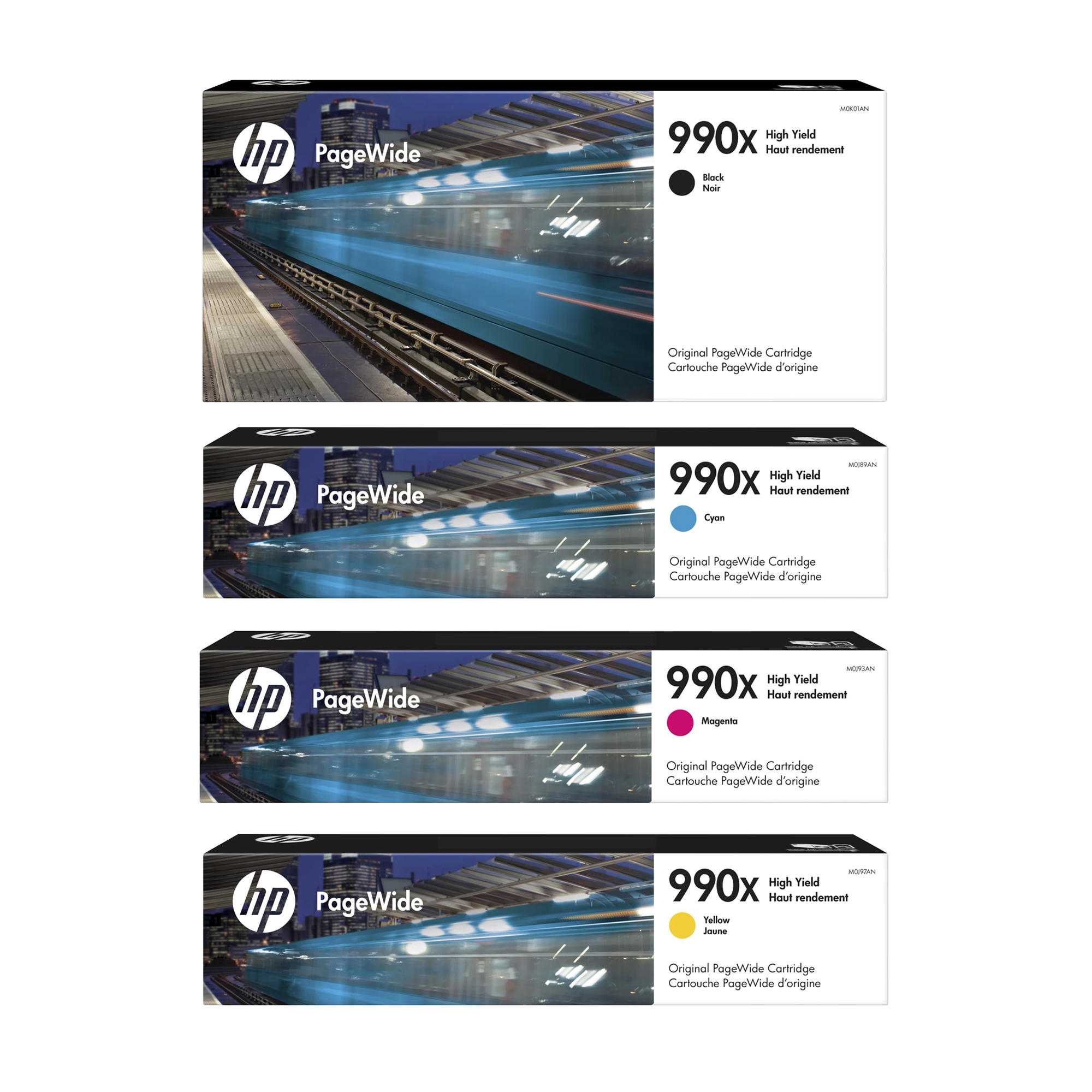 HP 990X M0K01AN M0J89AN M0J93AN M0J97AN Original PageWide Ink Cartridge Combo High Yield BK/C/M/Y