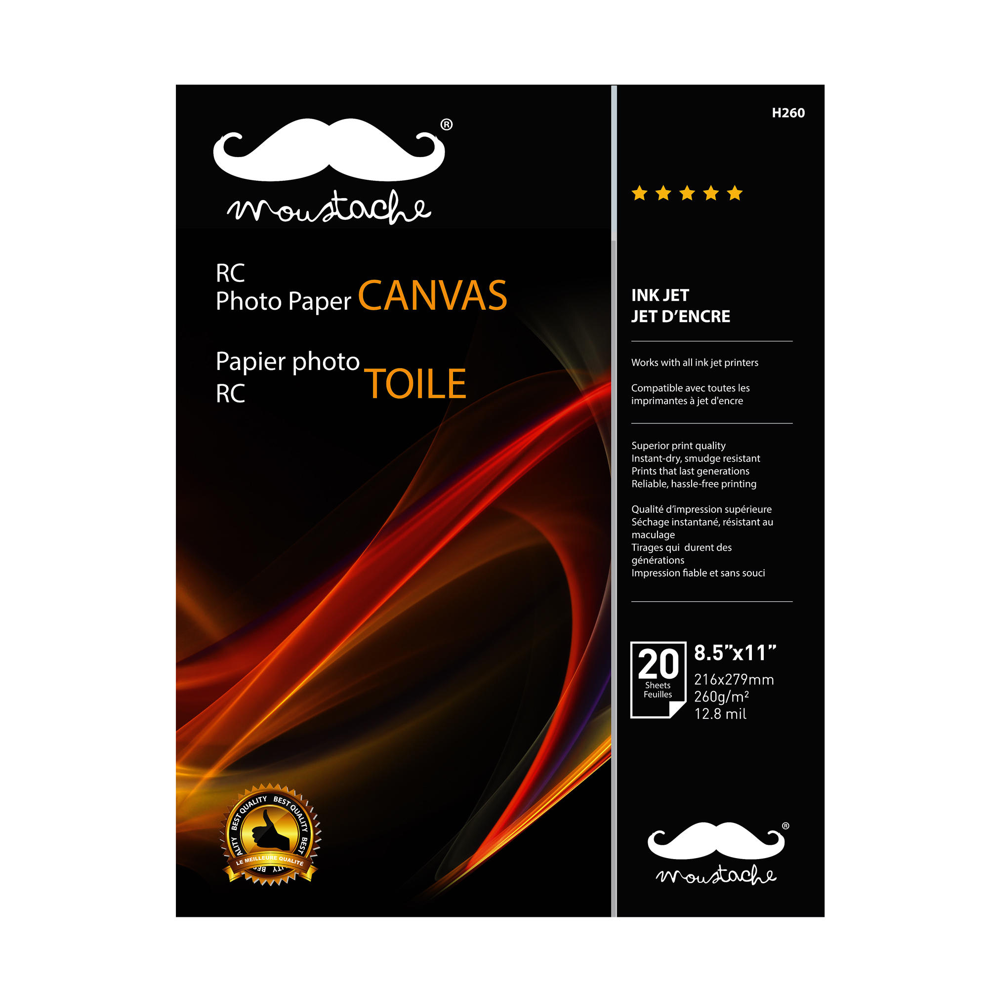 Canvas Resin Coated Photo Paper, 8.5" x 11", 20 Sheets/Pack, 260gsm