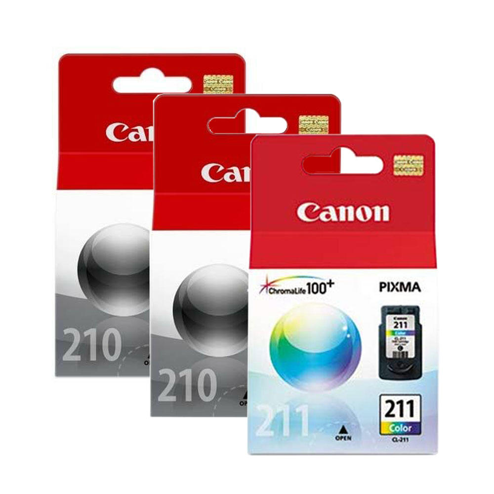 Canon PG-210 CL-211 Original Ink Cartridge Combo 2BK+1Color (2974B001 2976B001)