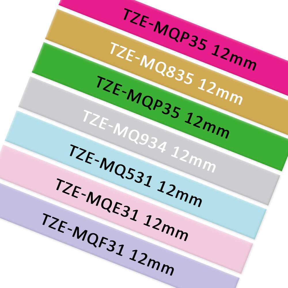 Brother TZe-MQ Series Label Tape, 12mm (0.47"), Compatible, 7 Pieces/Pack