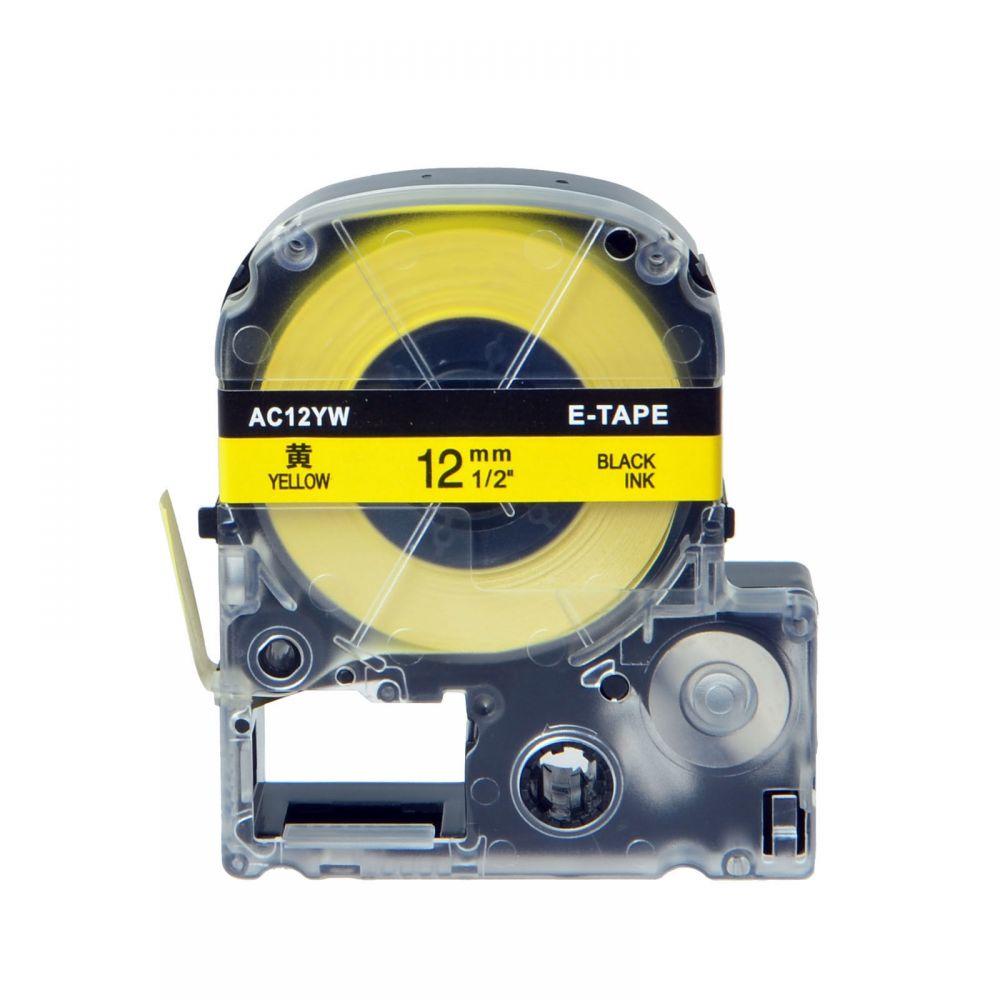 Epson LK-4YBP Compatible Labelworks Standard Lk Tape, 12mm(1/2''), Black on Yellow
