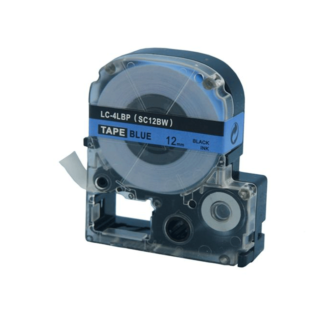 Epson LK-4LBP Compatible Labelworks Standard Lk Tape, 12mm(1/2''), Black on Blue