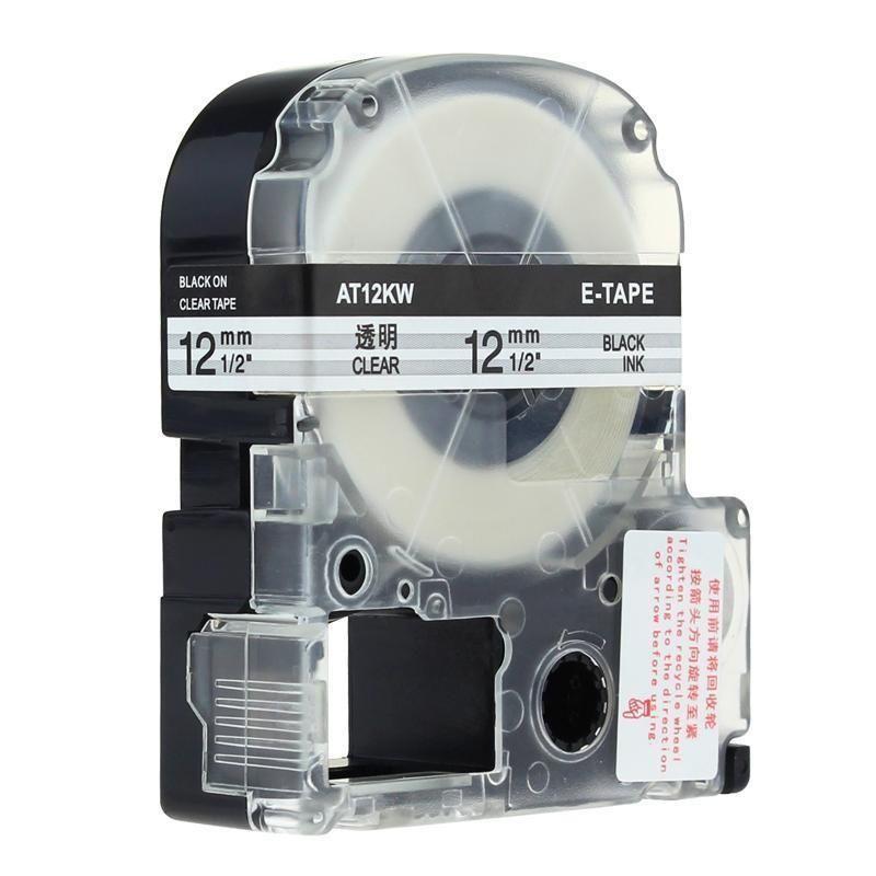 Epson LK-4TBN Compatible Labelworks Standard Lk Tape, 12mm(1/2''), Black on Clear