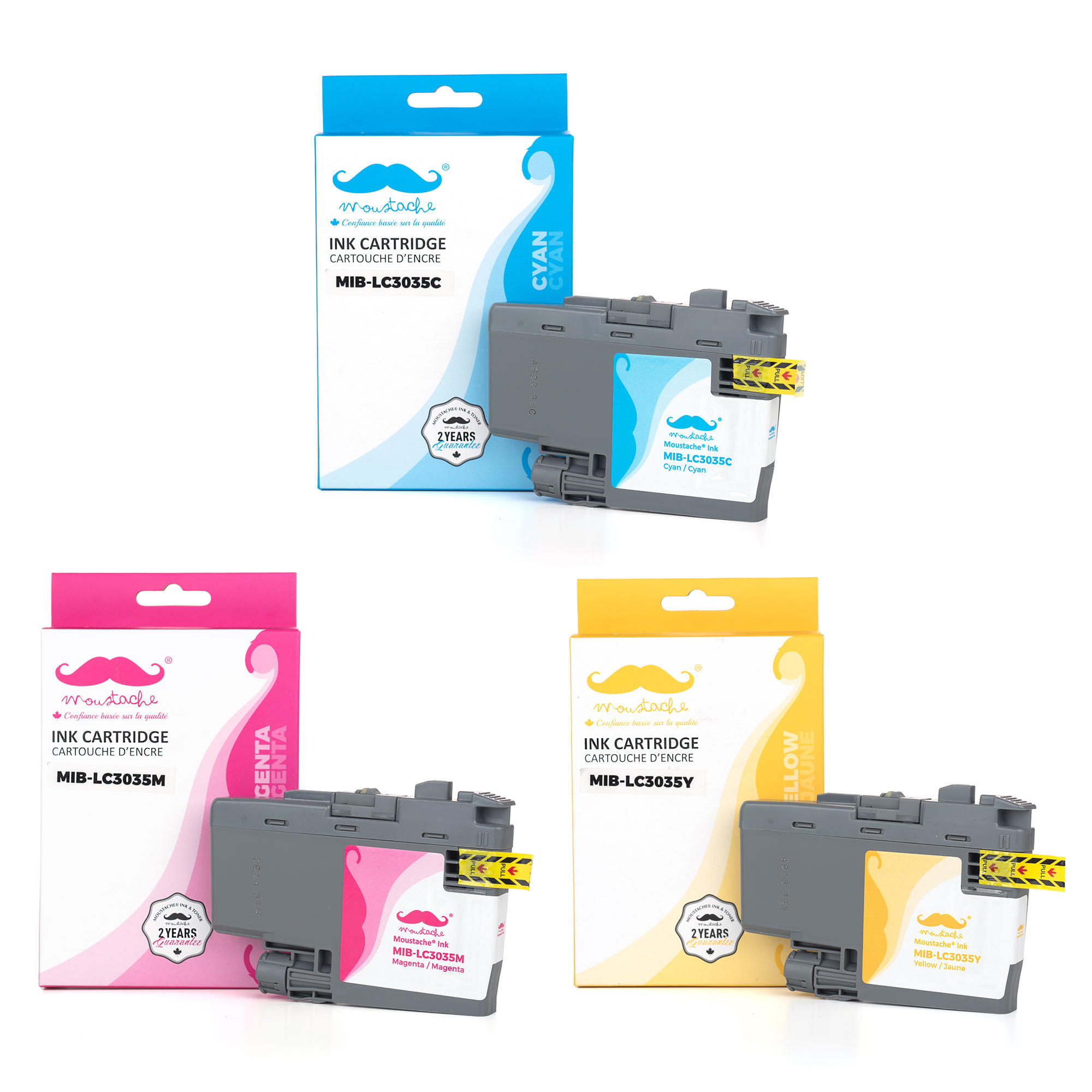 Brother LC3035 3PKS Compatible Color Ink Cartridge Combo Ultra High Yield C/M/Y - Moustache®