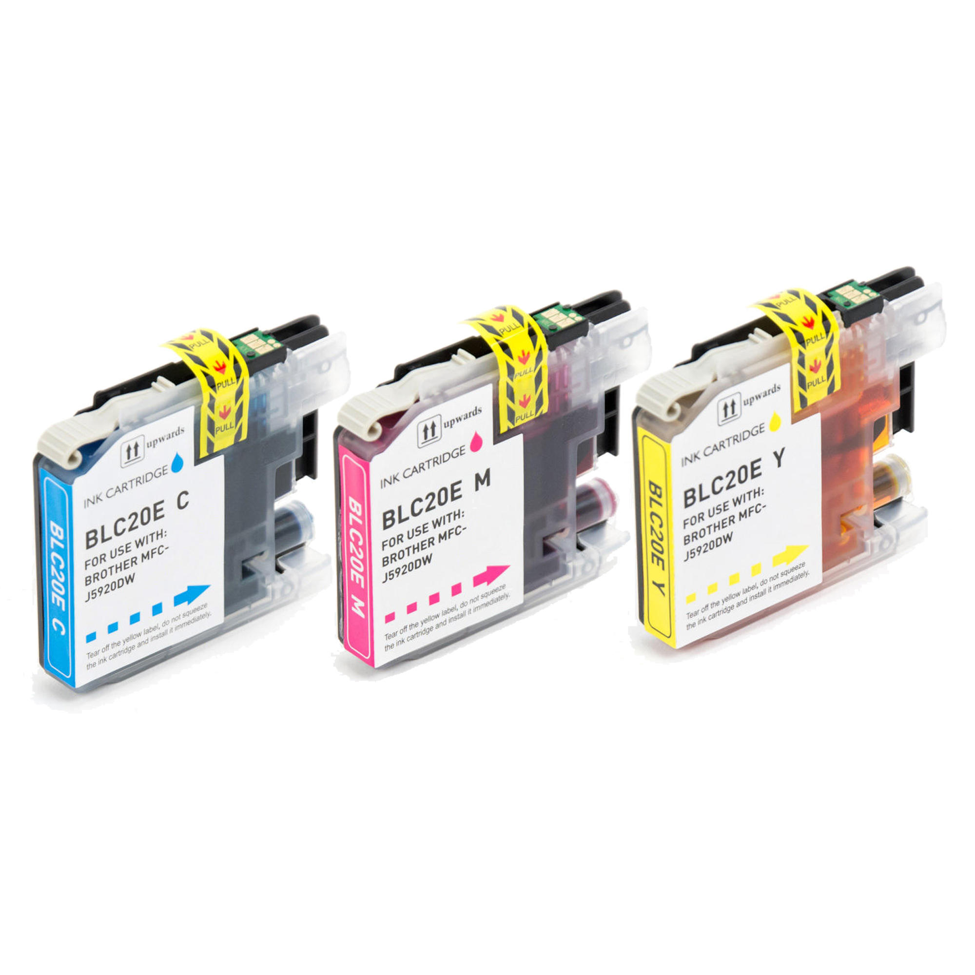 Brother LC20E 3PKS Compatible Color Ink Cartridge Combo Extra High Yield C/M/Y