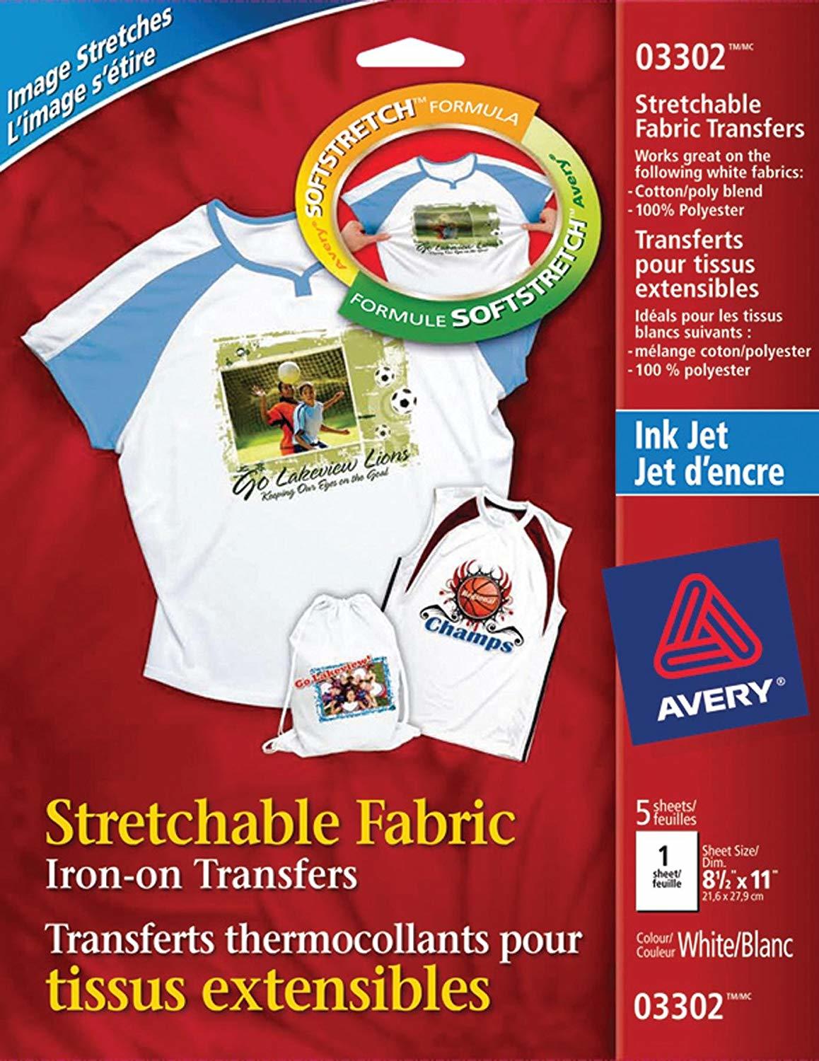 Avery T-Shirt Transfers, use on Light Fabrics, Inkjet Printers, 5 Sheets
