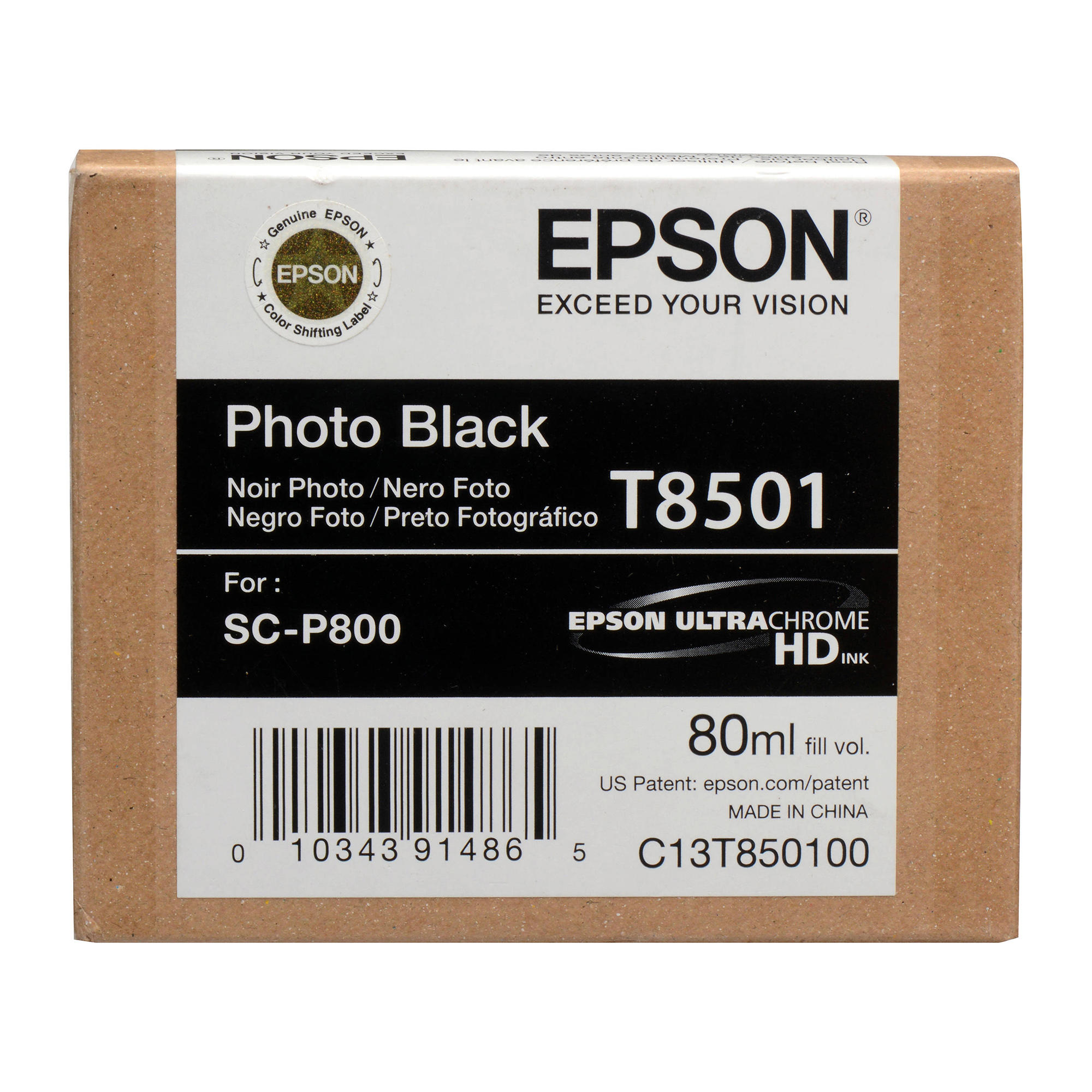 Epson T850 T850100 Original UltraChrome Photo Black Ink Cartridge