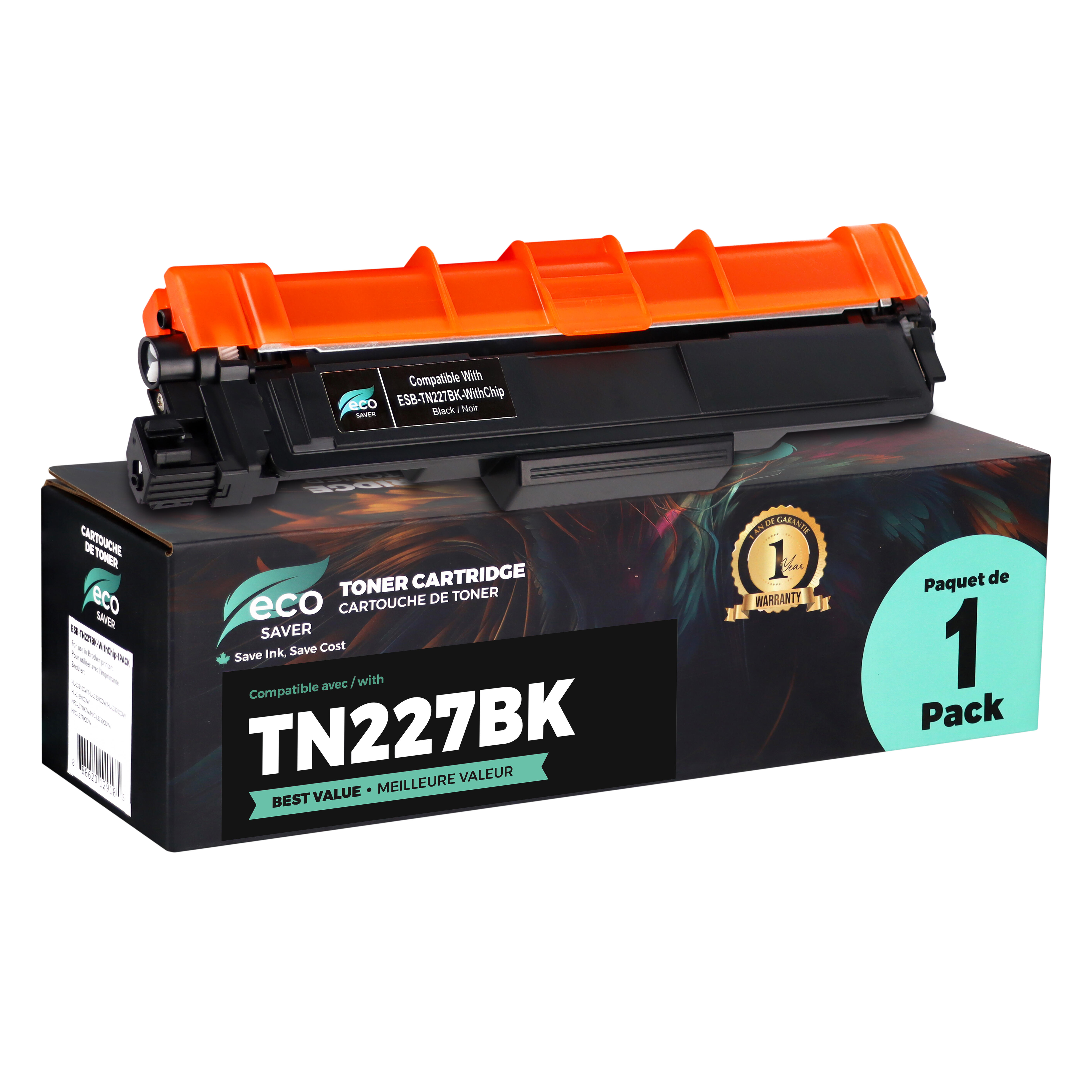 Brother TN227 Compatible Black Toner Cartridge High Yield - With Chip - Eco-Saver