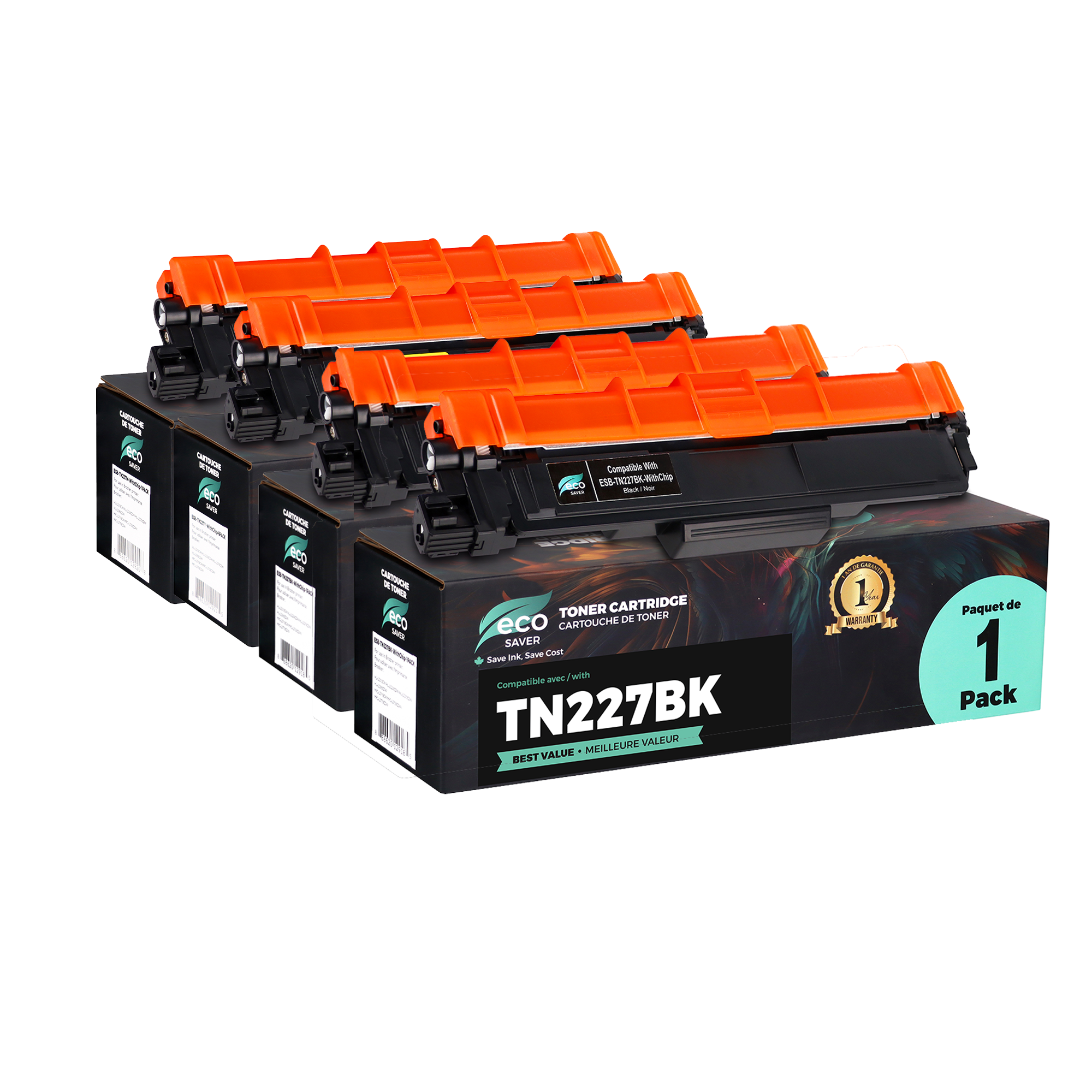 Brother TN227 Compatible Toner Cartridge Combo High Yield BK/C/M/Y - With Chip - Eco-Saver