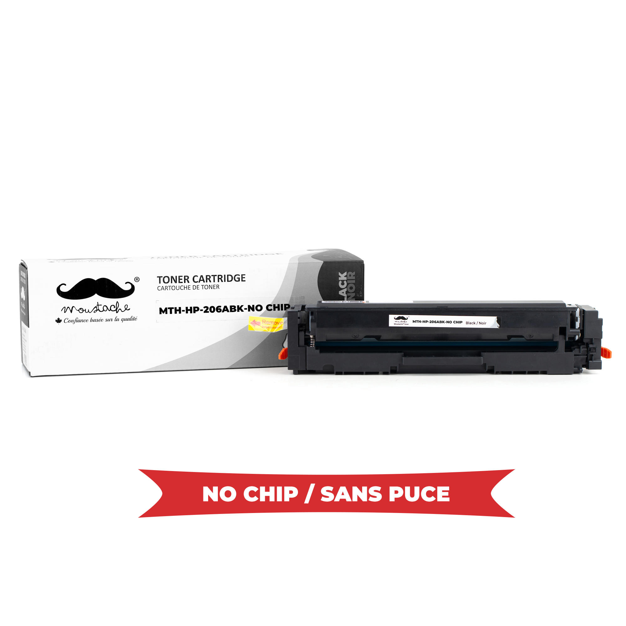 Compatible HP 206A W2110A Black Toner Cartridge - No Chip - Moustache®