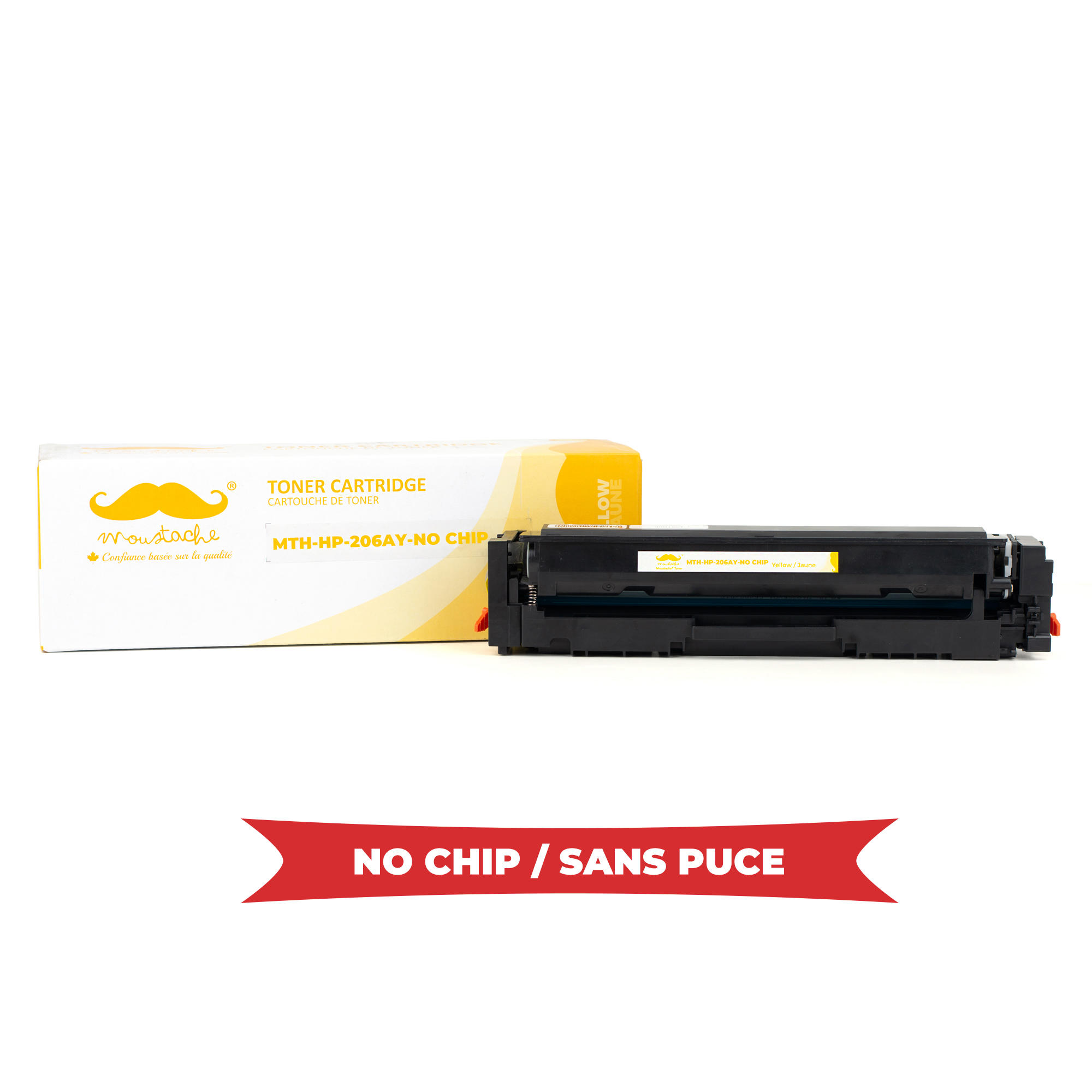 Compatible HP 206A W2112A Yellow Toner Cartridge - No Chip - Moustache®