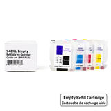 HP 940XL Empty Refillable Ink Cartridge Combo High Yield BK/C/M/Y with Permanent Chip