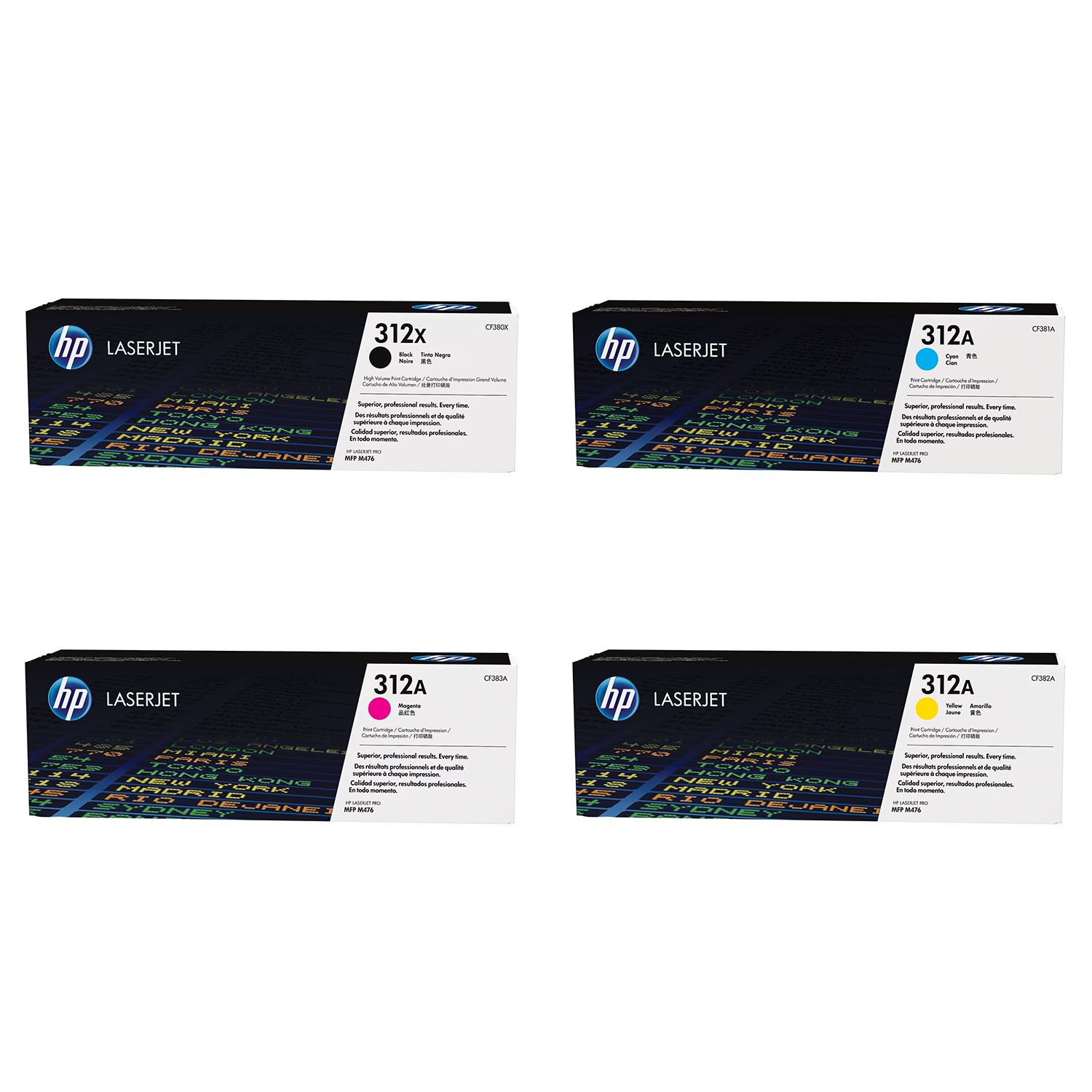HP 312X 312A Original Toner Cartridge Combo BK/C/M/Y
