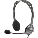 Logitech H111 Binaural Over-The-Head Stereo Headset, Black and Silver (981-000612)